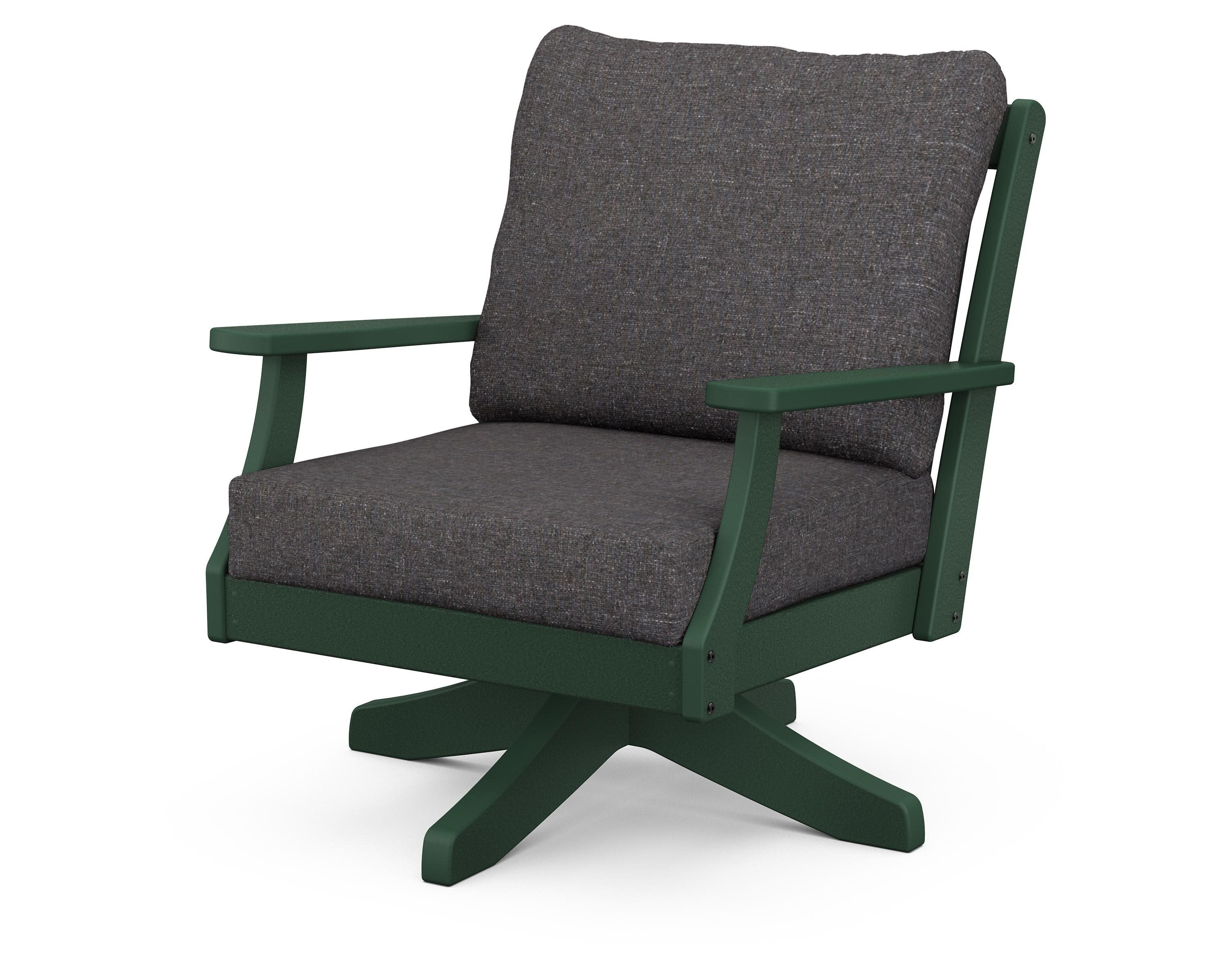 Braxton Deep Seating Swivel Chair in Green / Ash Charcoal