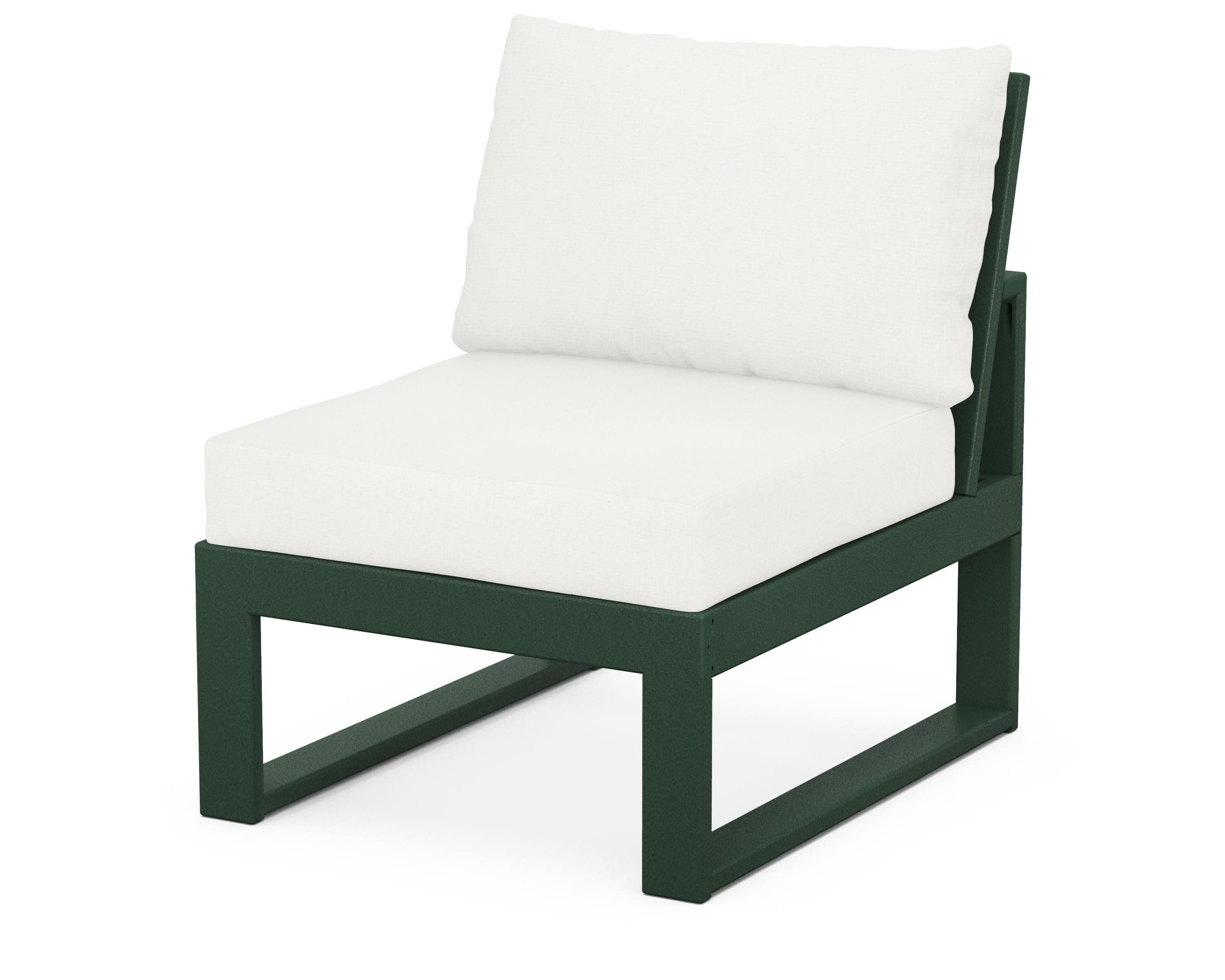 Modular Armless Chair in Green / Natural Linen