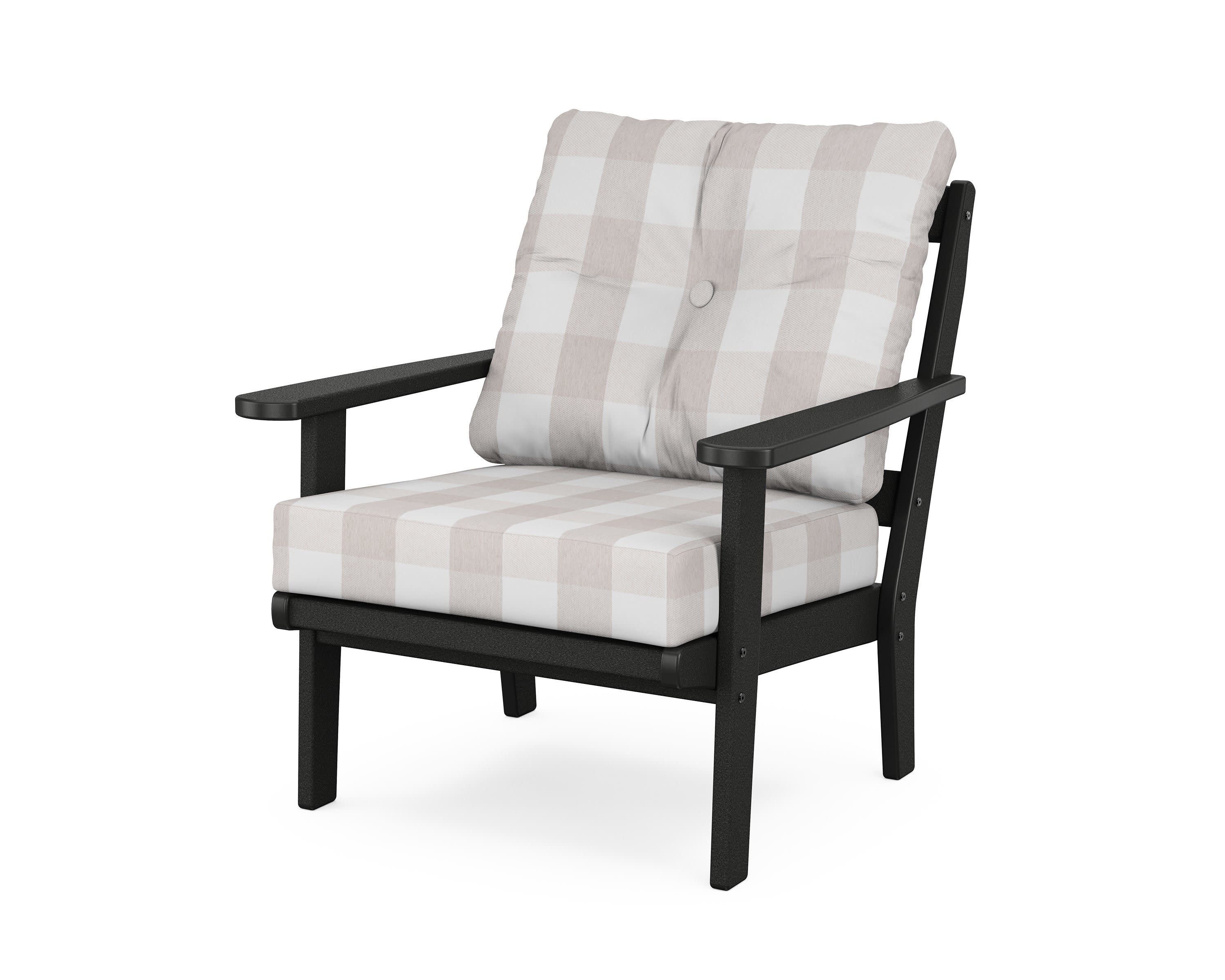 Mission Deep Seating Chair in Black / Buffalo Plaid Dune Burlap