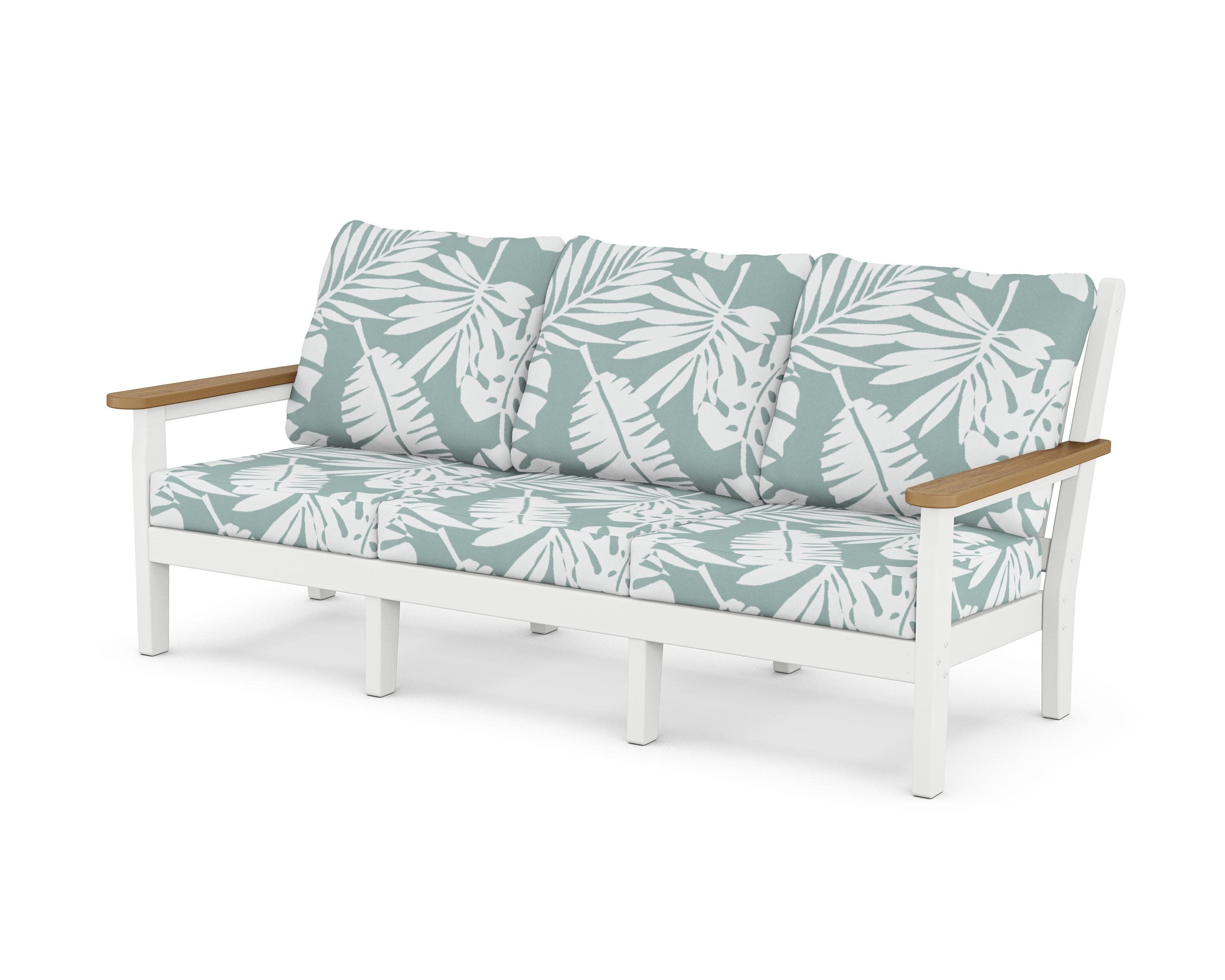 Chippendale Deep Seating Sofa in White / Natural / Leaf Glacier Spa