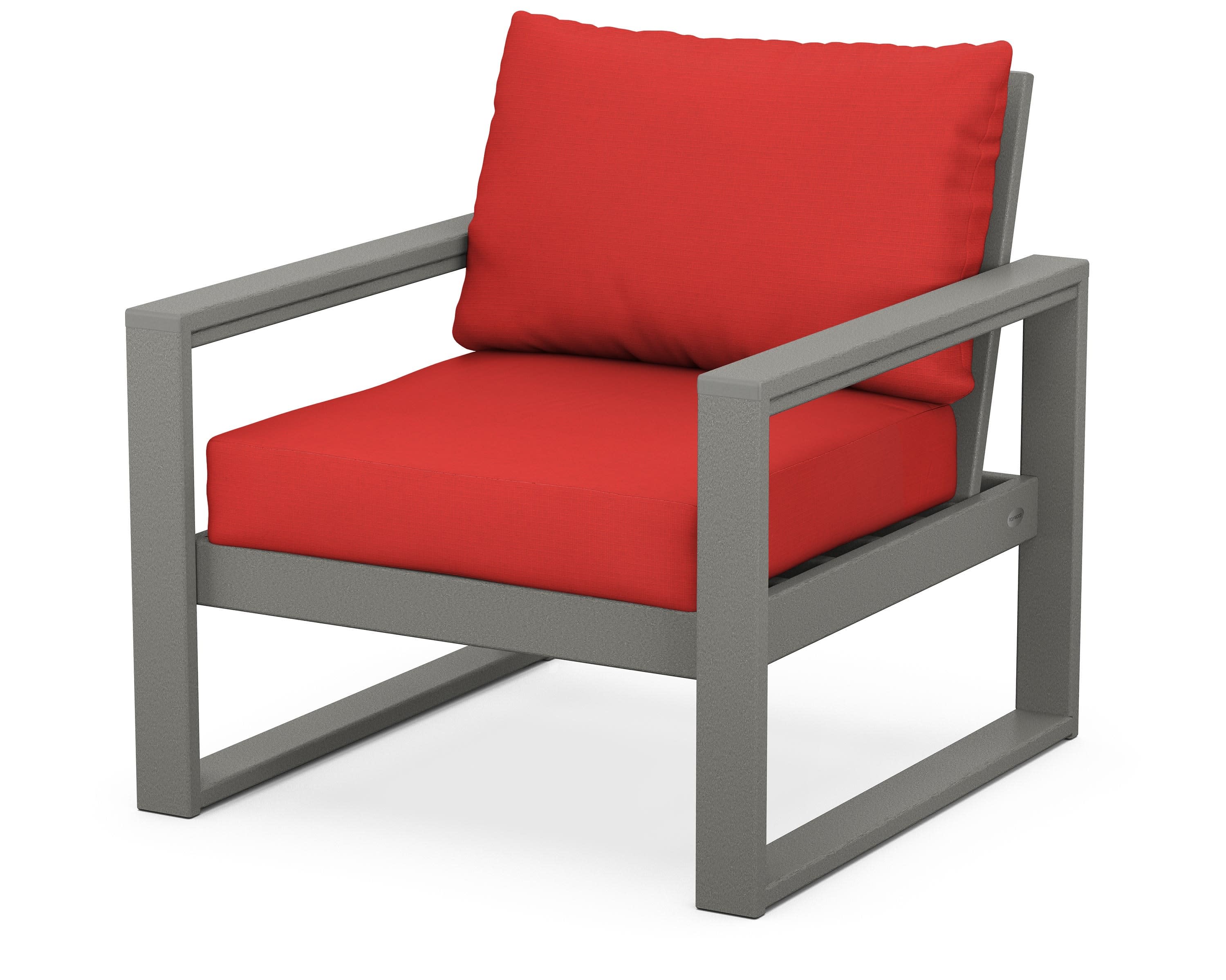EDGE Club Chair in Slate Grey / Crimson Linen