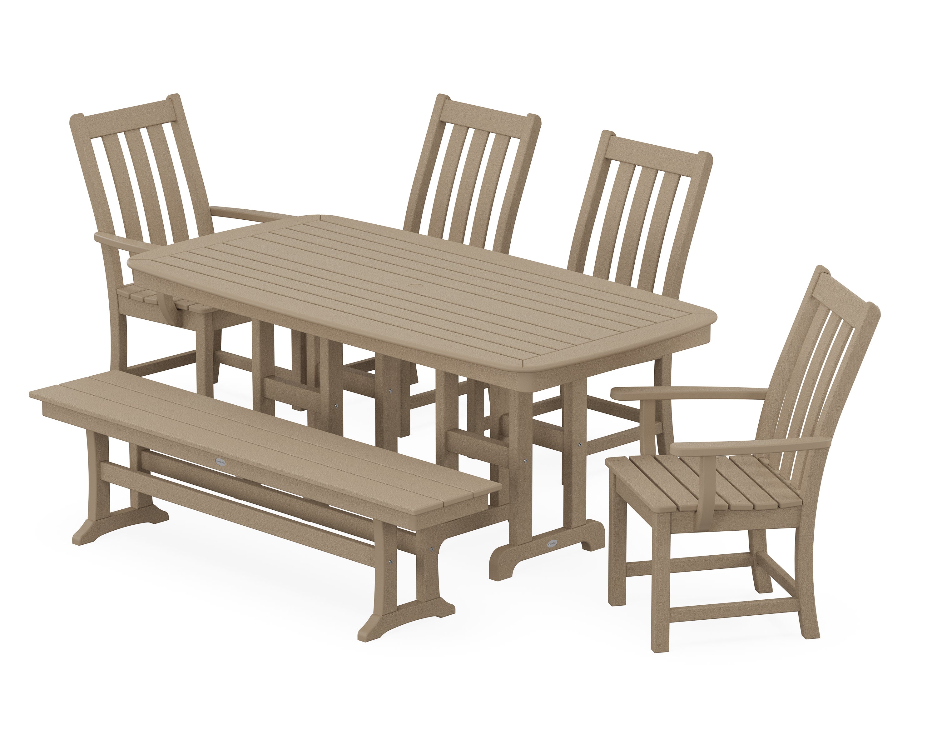 Vineyard 6-Piece Dining Set with Bench in Vintage Sahara