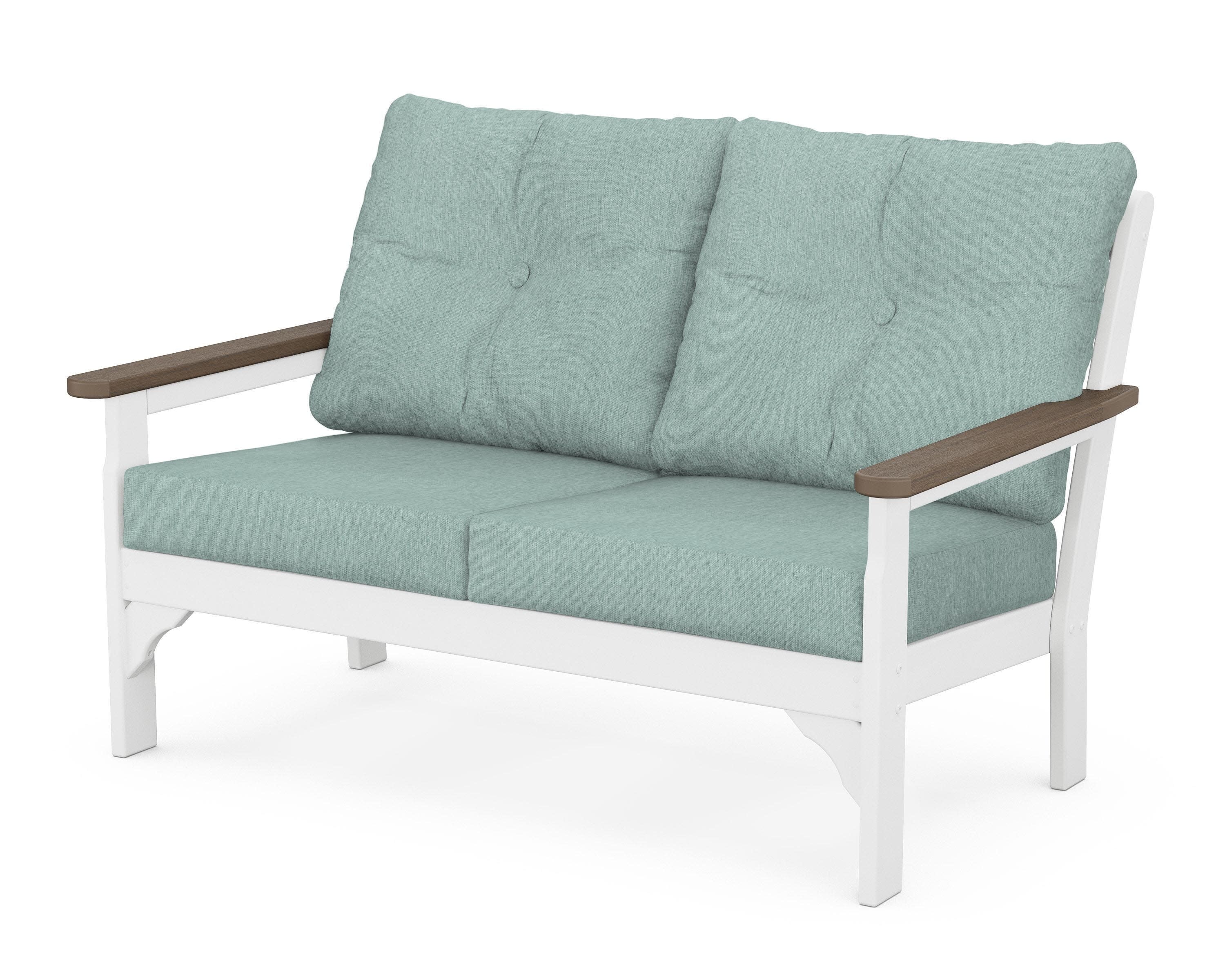 Vineyard Deep Seating Loveseat in White / Kona / Glacier Spa