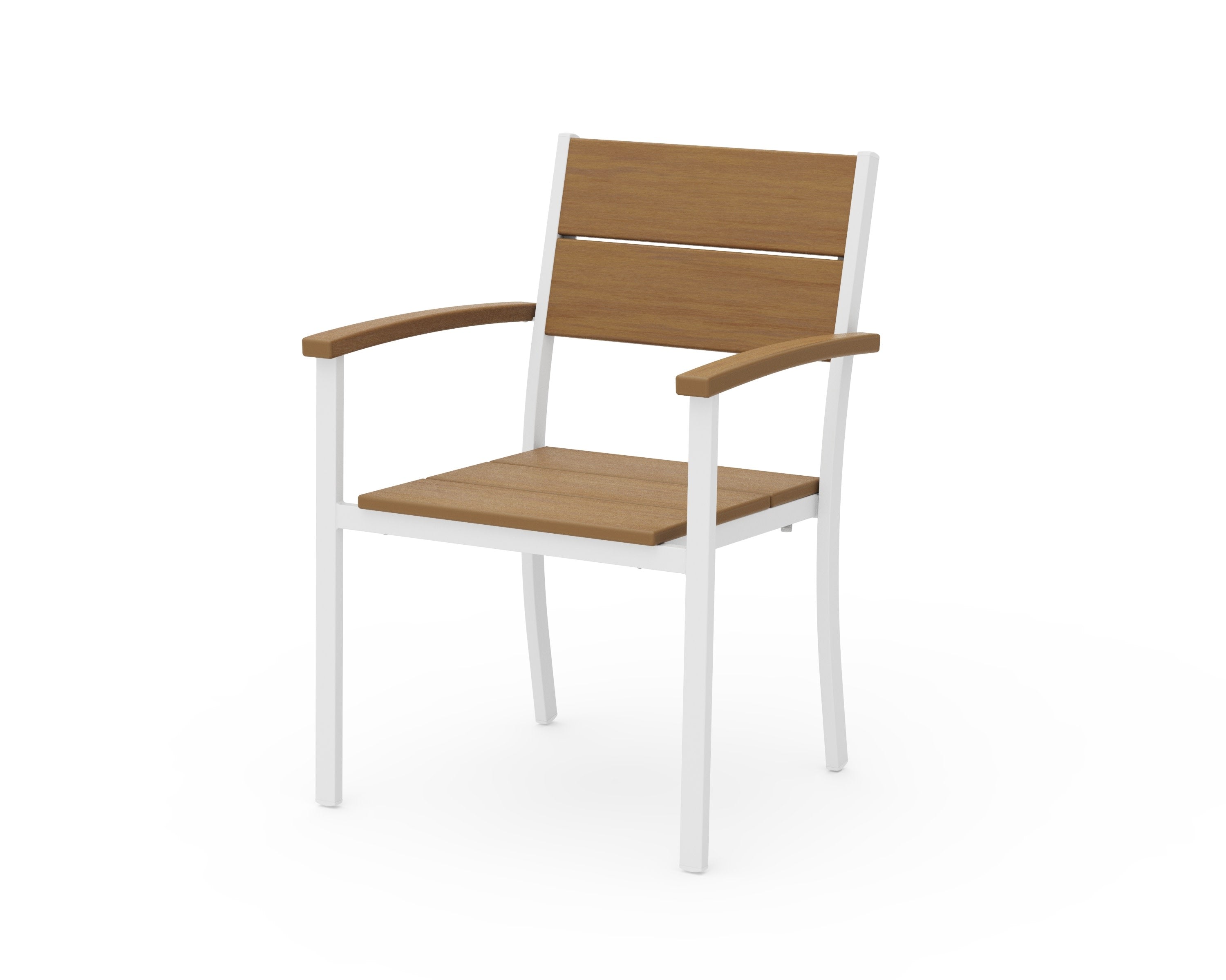 Main Street Stacking Dining Arm Chair in White / Natural