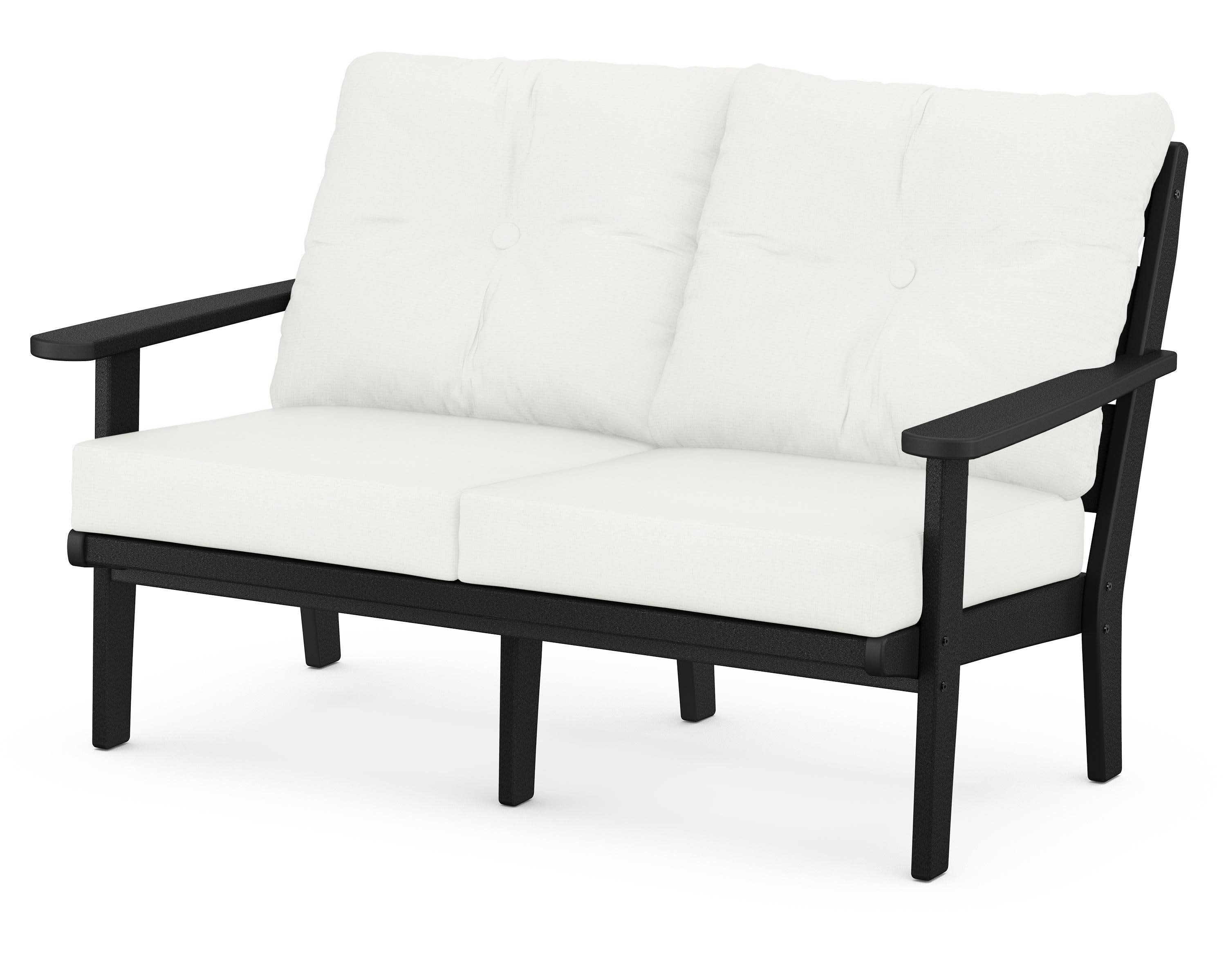 Lakeside Deep Seating Loveseat in Black / Natural Linen
