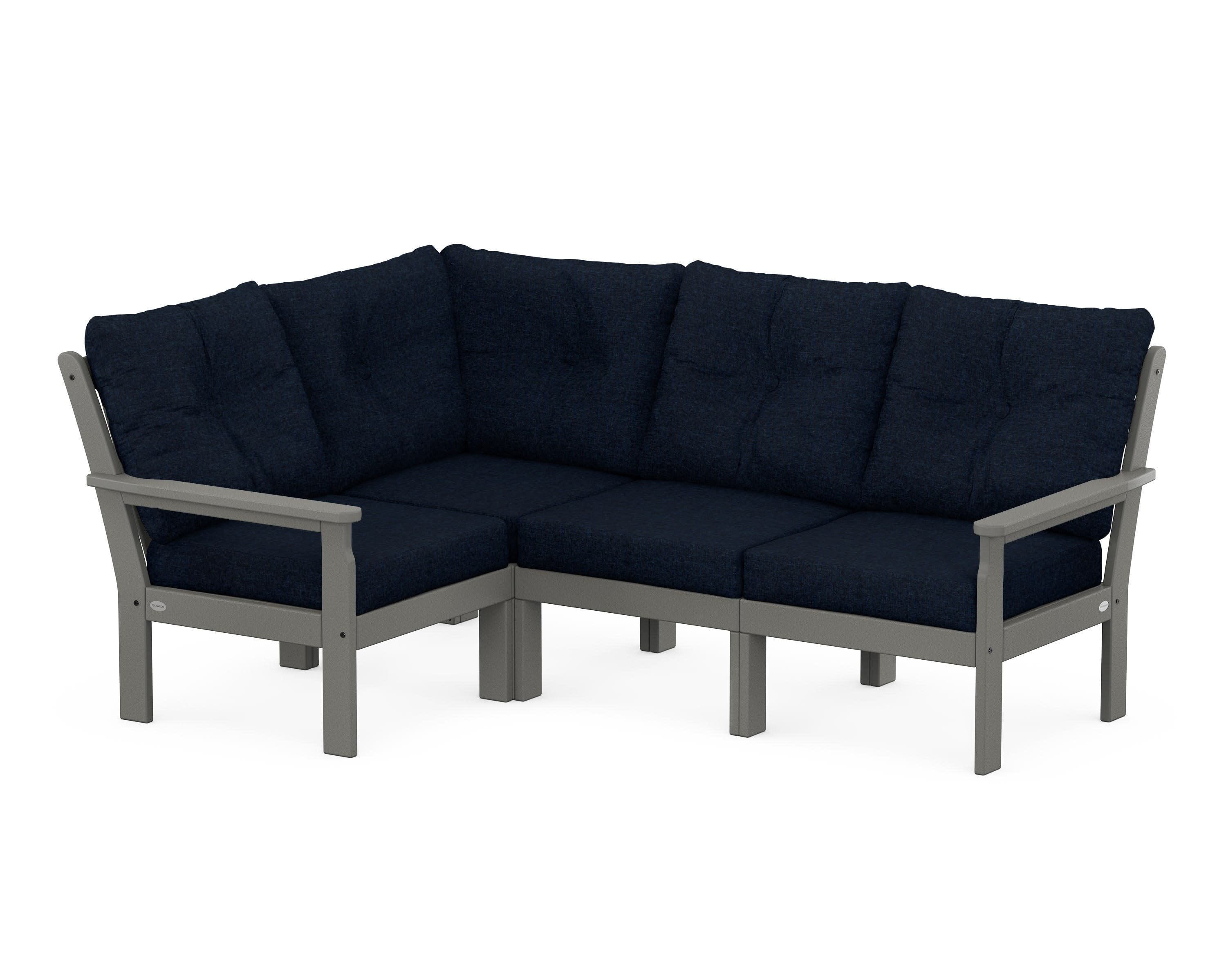 Vineyard 4-Piece Sectional in Slate Grey / Marine Indigo