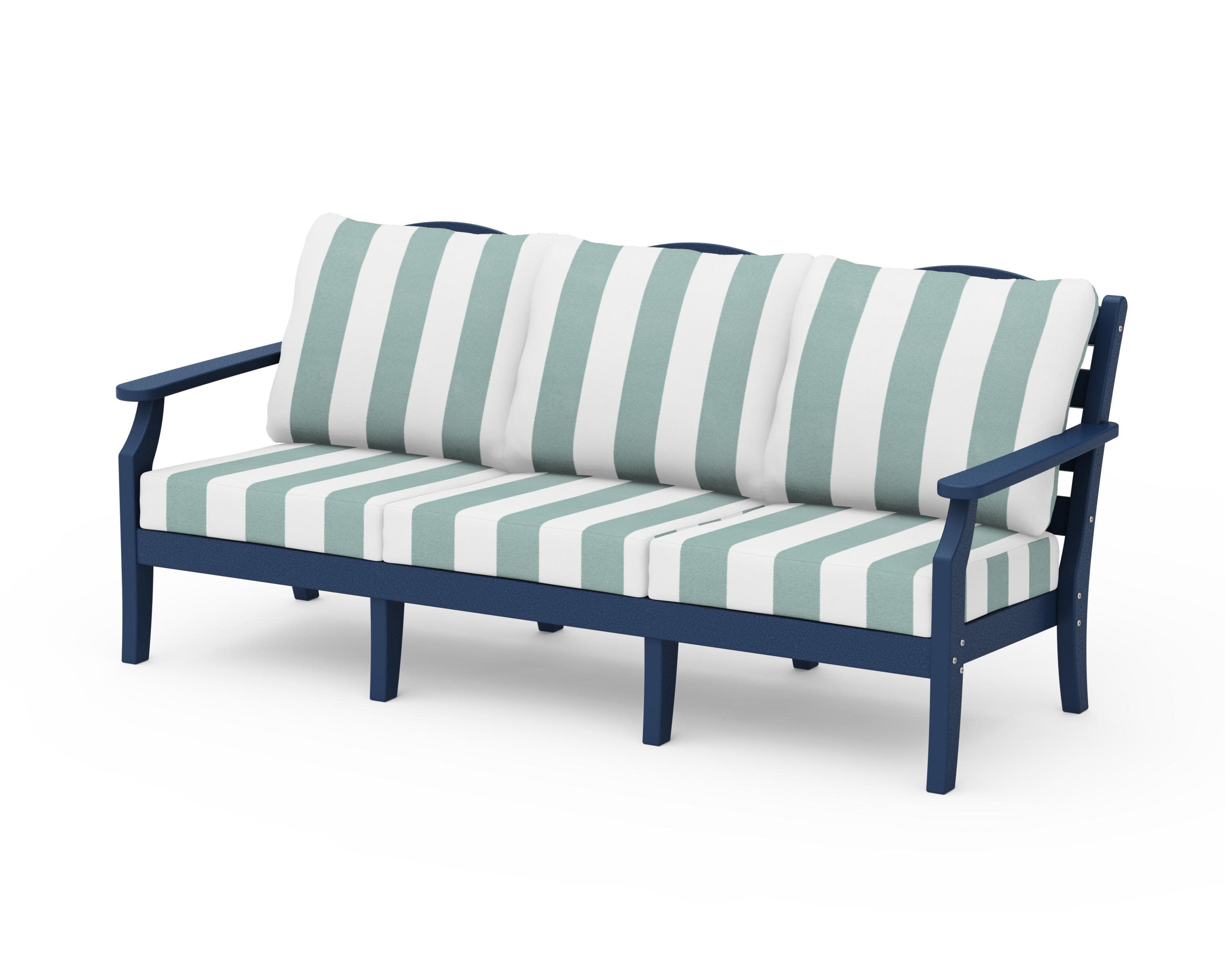 Savannah Deep Seating Sofa in Navy / Cabana Stripe Glacier Spa
