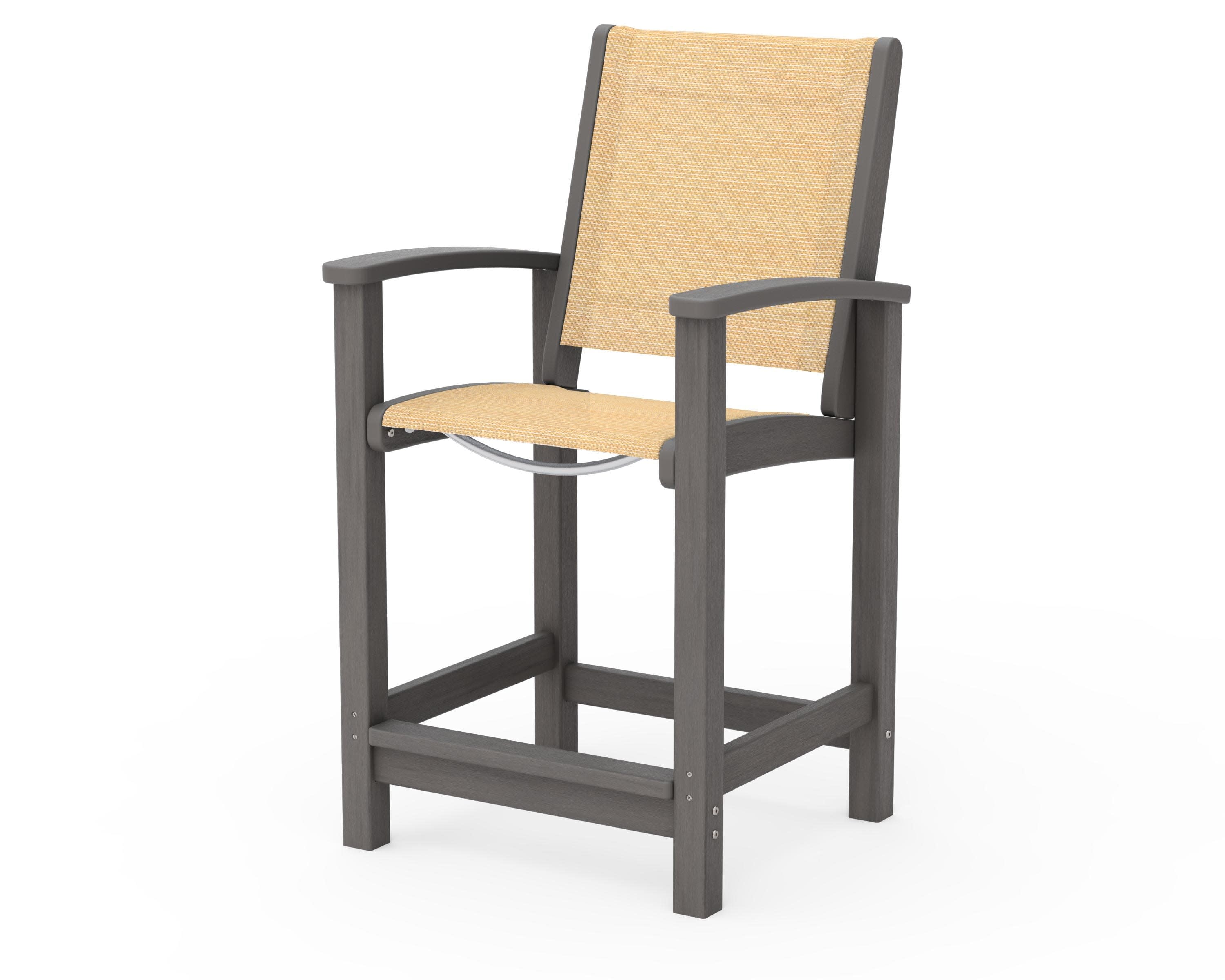 Coastal Counter Chair in Driftwood / Dupioni Apricot Sling