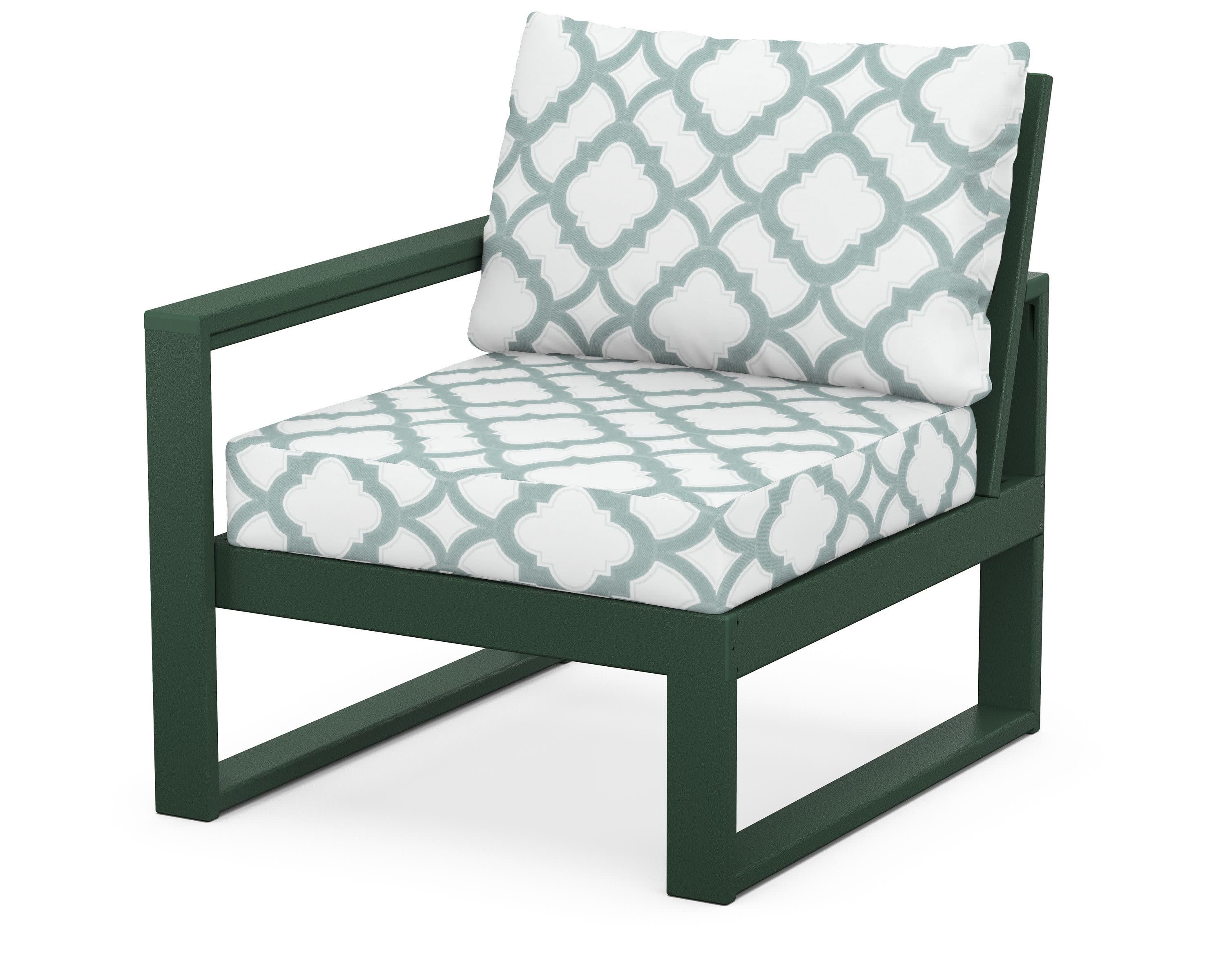 EDGE Modular Left Arm Chair in Green / Trellis Glacier Spa