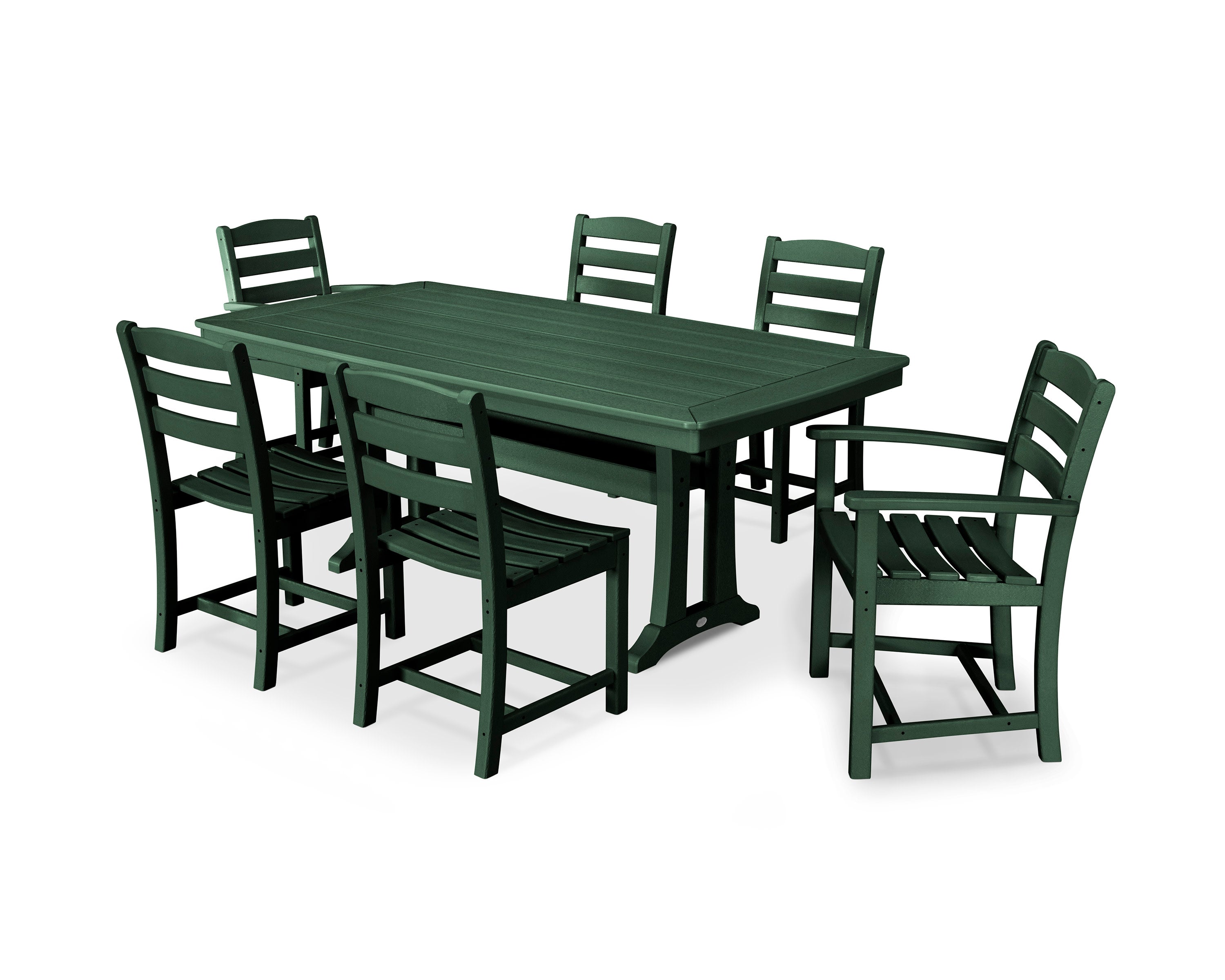 La Casa Caf 7-Piece Dining Set with Trestle Legs in Green