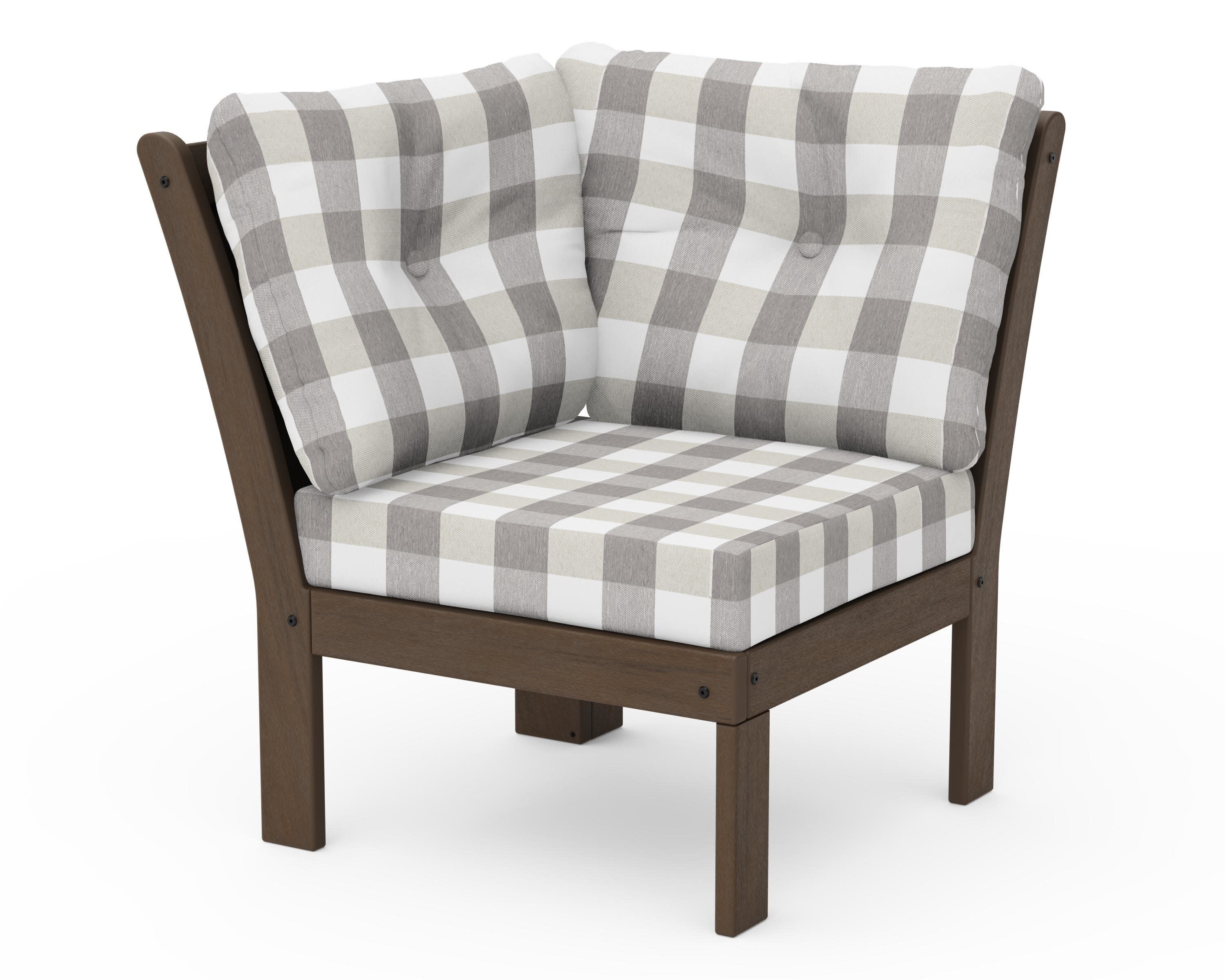 Vineyard Modular Corner Chair in Kona / Buffalo Plaid Grey Mist