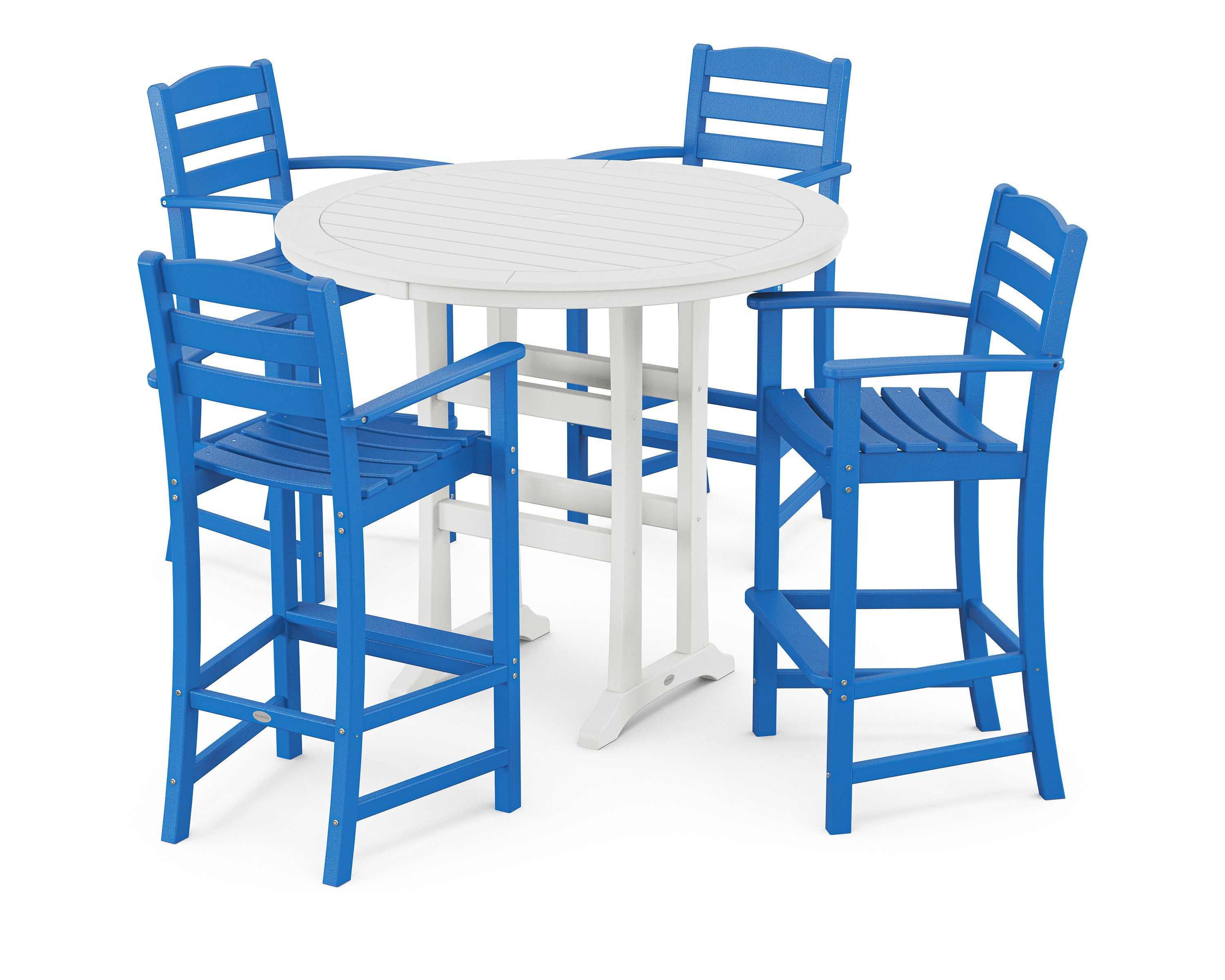 La Casa Caf 5-Piece Bar Dining Set in Pacific Blue / White