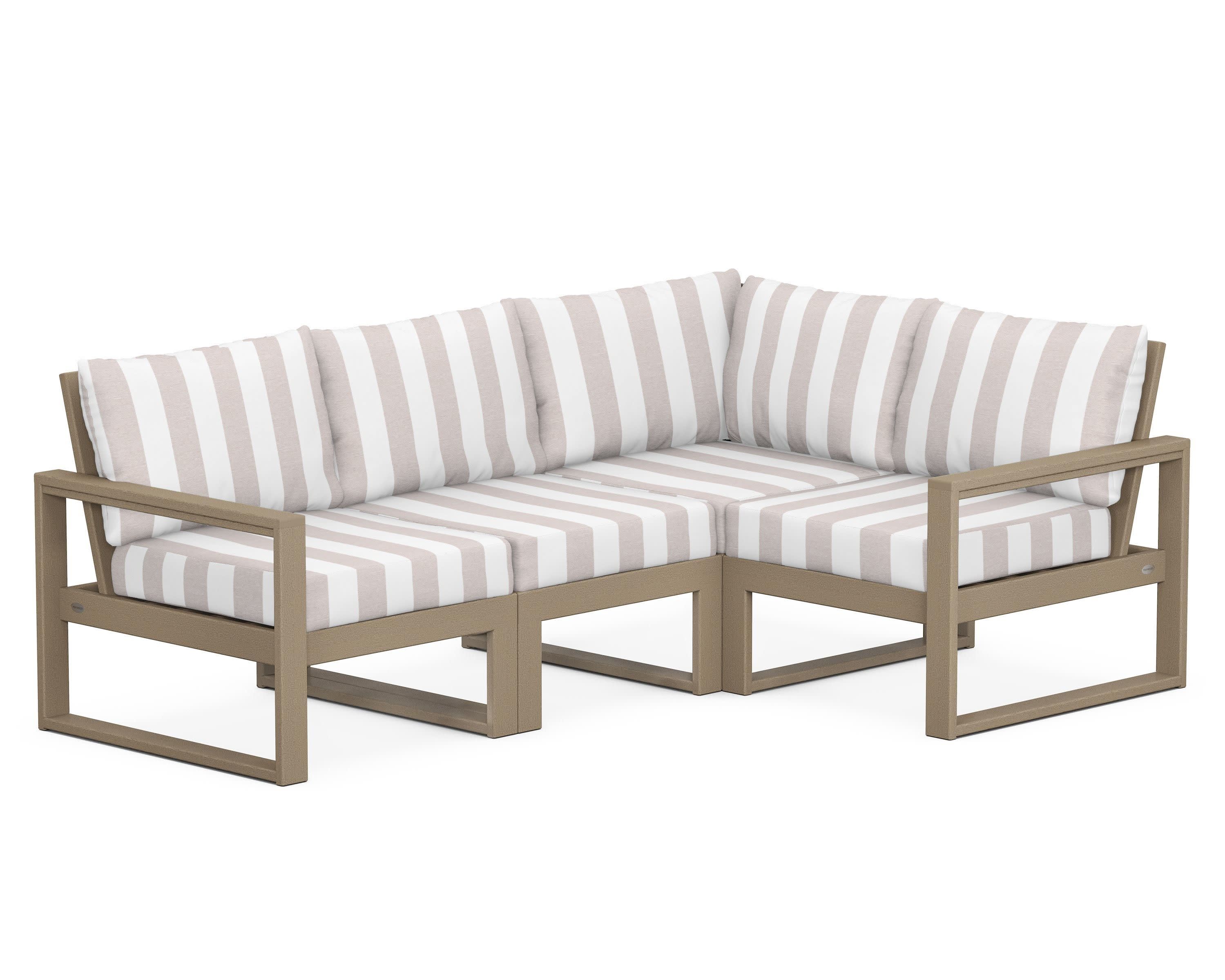 EDGE 4-Piece Modular Deep Seating Set in Vintage Sahara / Cabana Stripe Dune Burlap