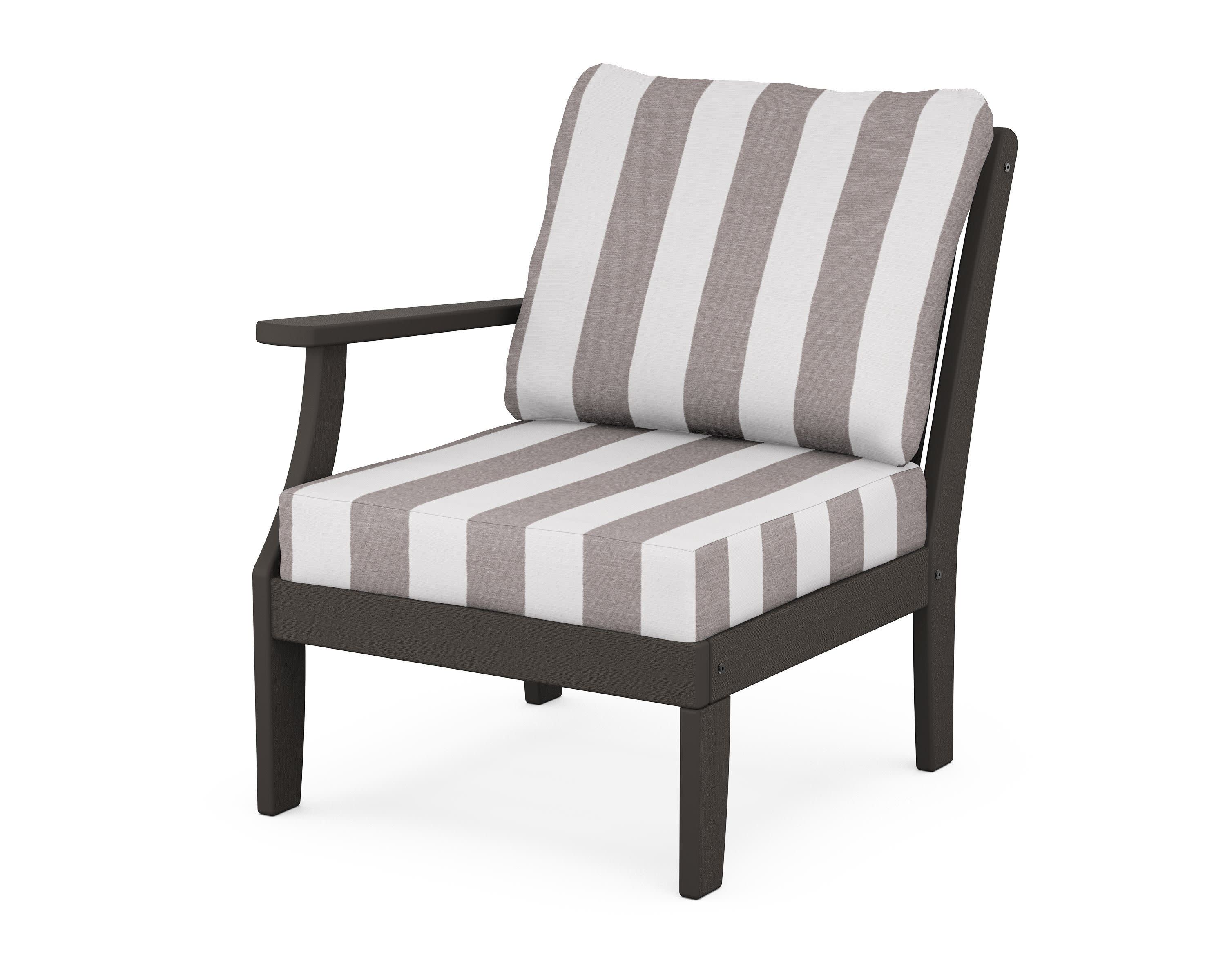 Braxton Modular Left Arm Chair in Vintage Coffee / Cabana Stripe Grey Mist