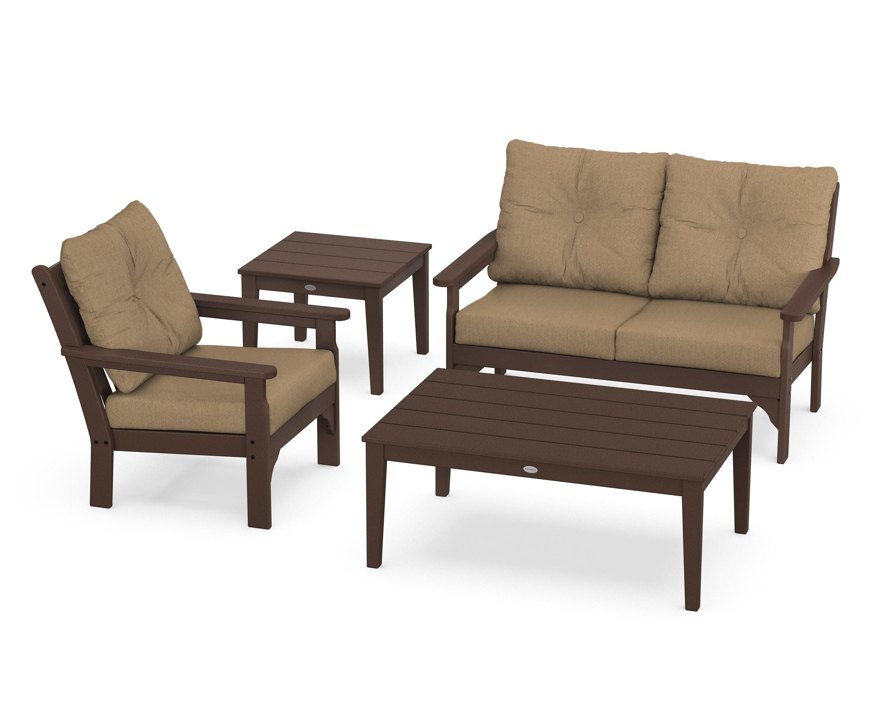 Vineyard 4-Piece Deep Seating Set in Mahogany / Sesame