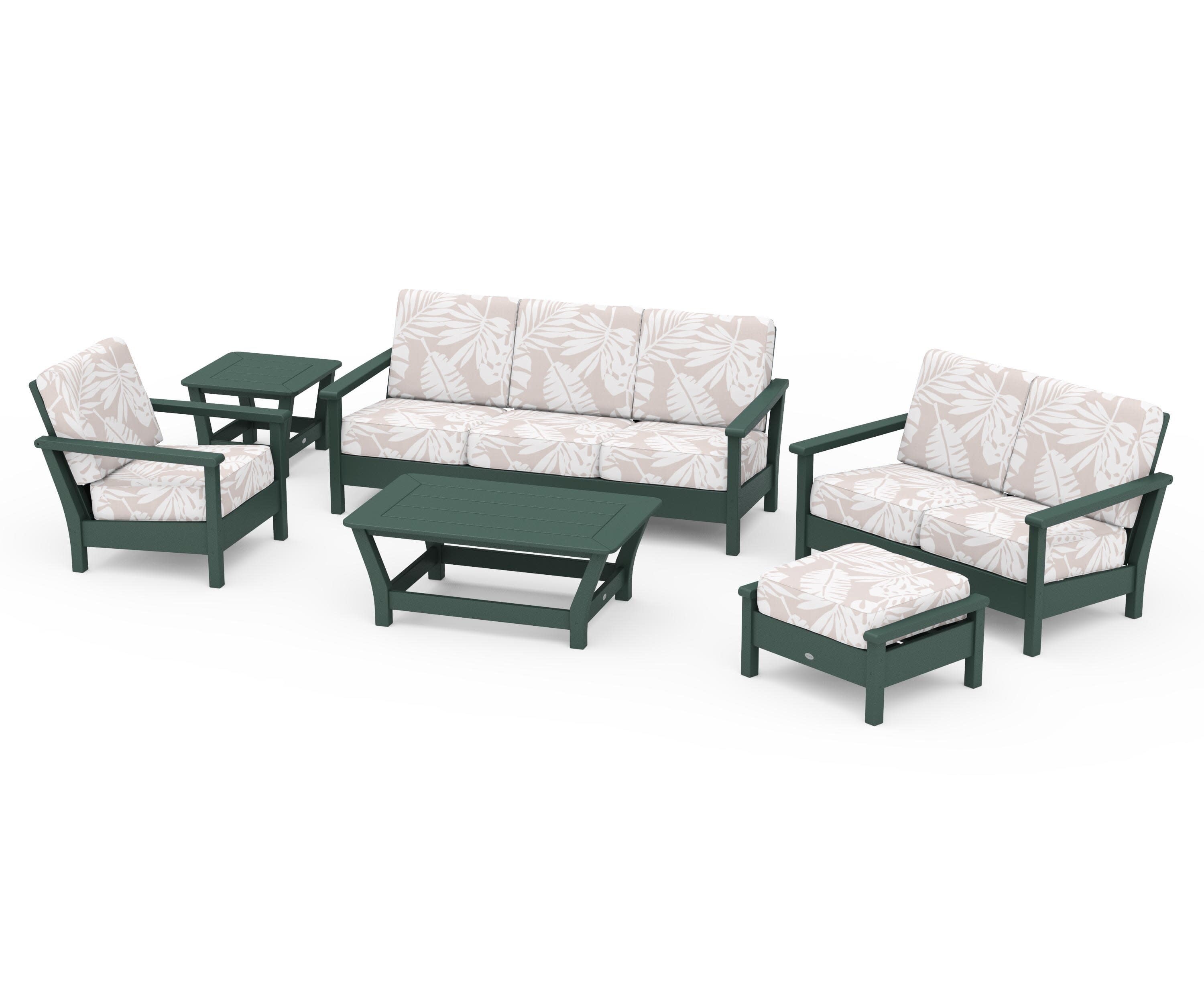 Harbour 6-Piece Outdoor Living Set in Green / Leaf Dune Burlap