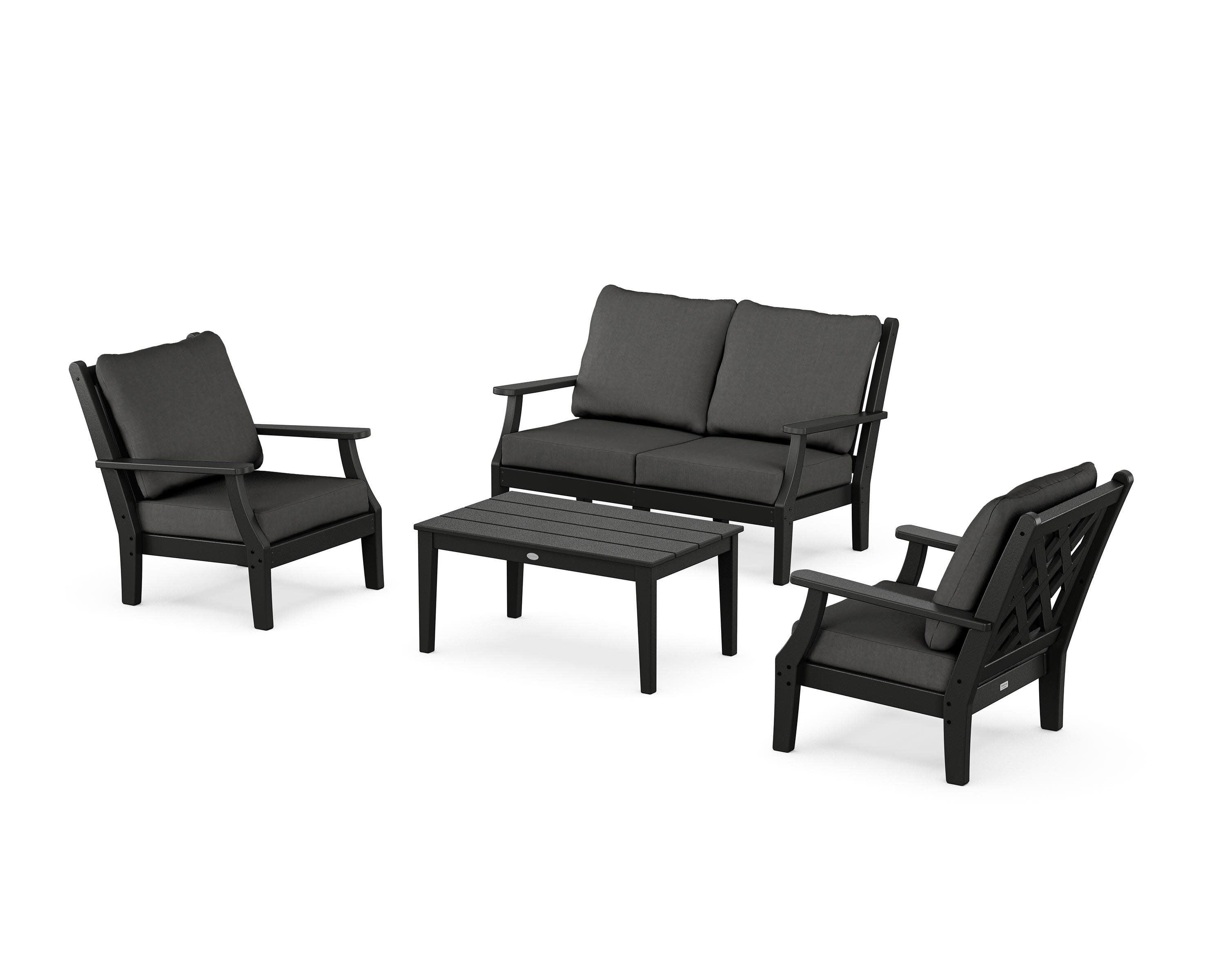 Wovendale 4-Piece Deep Seating Set with Loveseat in Black / Spectrum Carbon