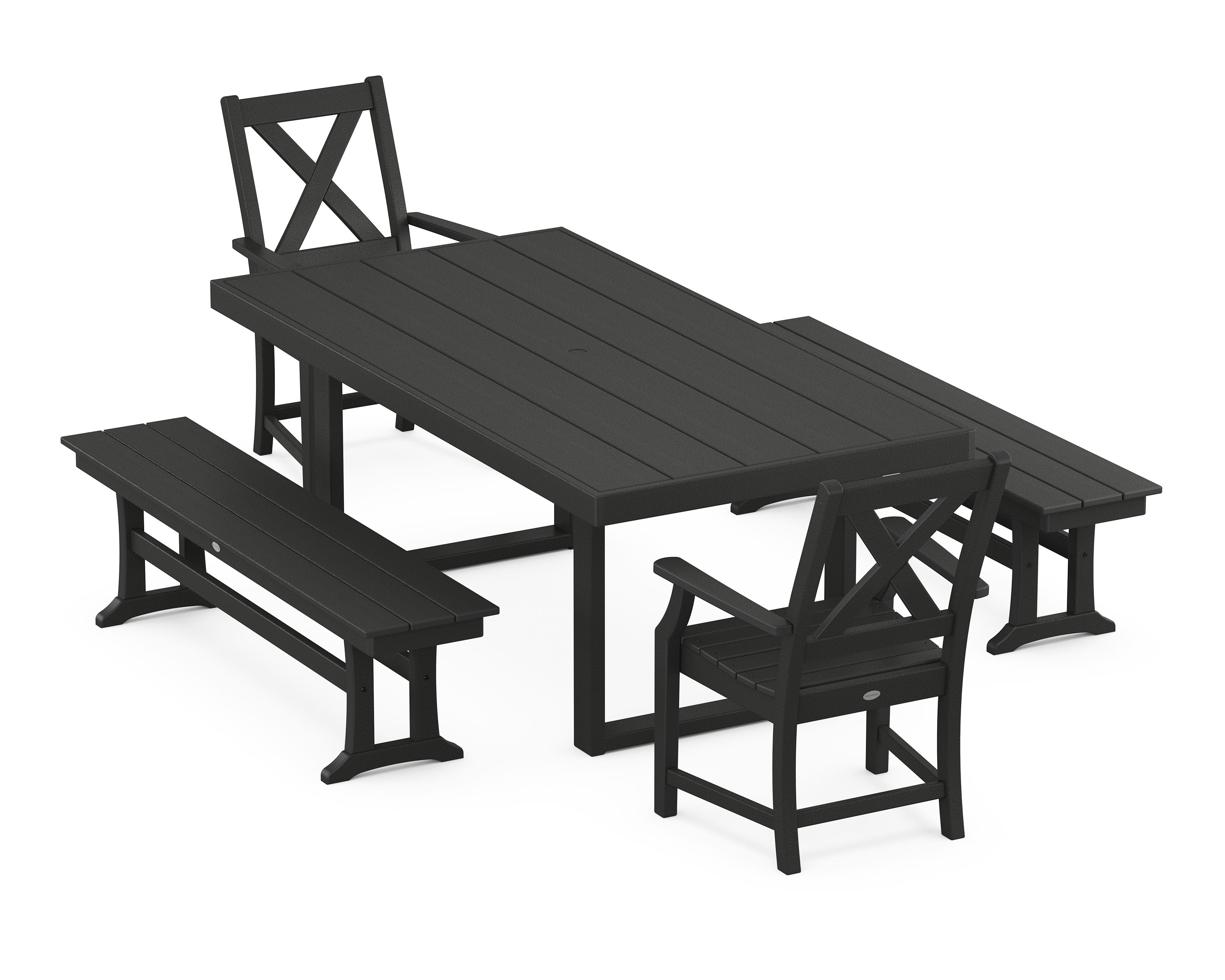 Braxton 5-Piece Dining Set with Benches in Black