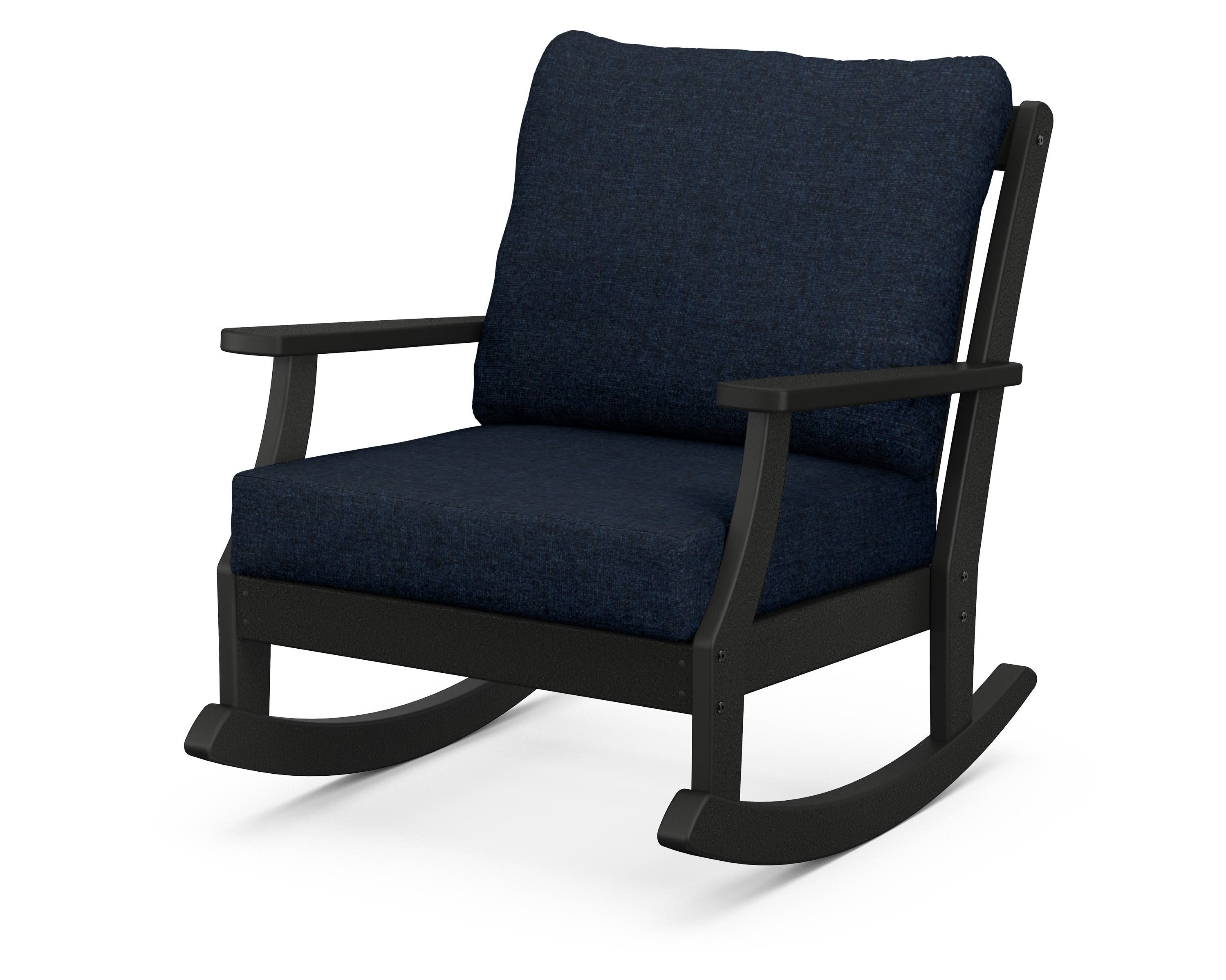 Braxton Deep Seating Rocking Chair in Black / Marine Indigo