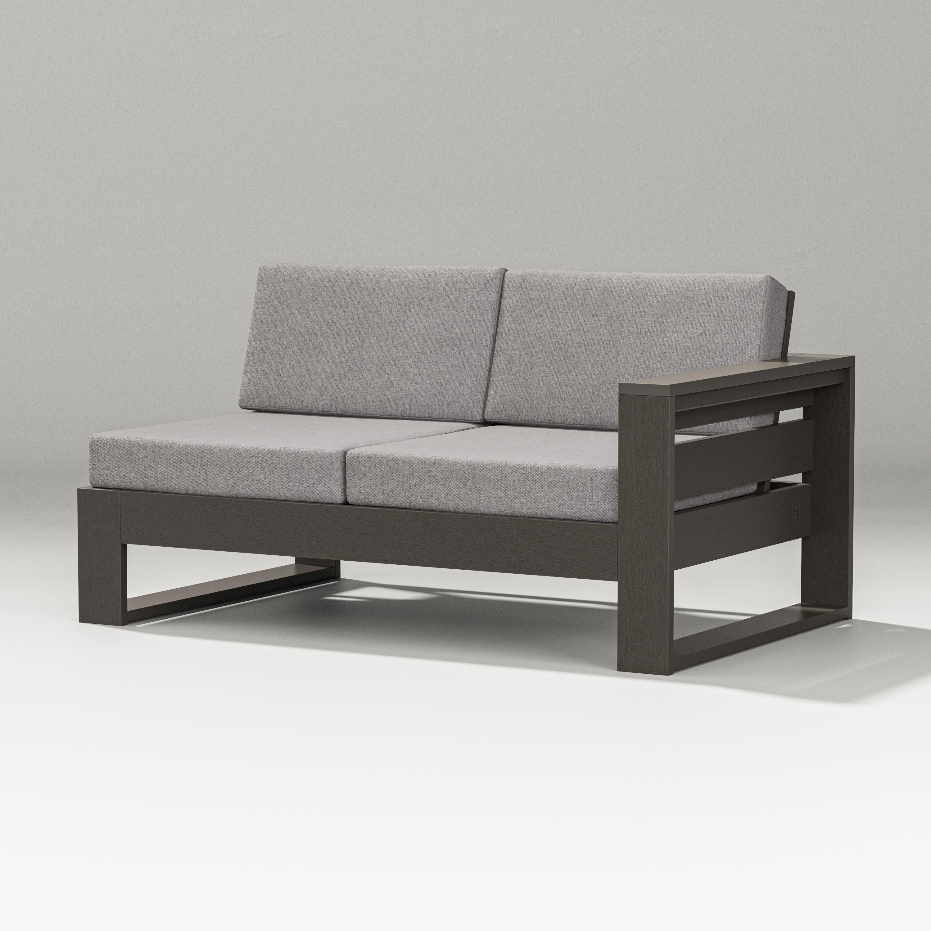 Latitude Modular Right Arm Loveseat in Vintage Coffee / Grey Mist
