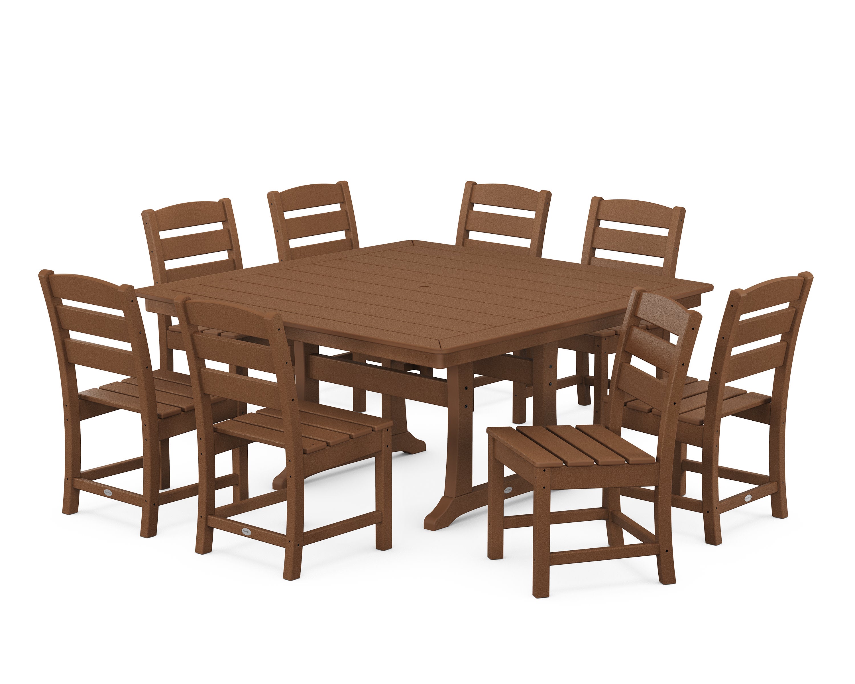 Lakeside 9-Piece Nautical Trestle Dining Set in Teak