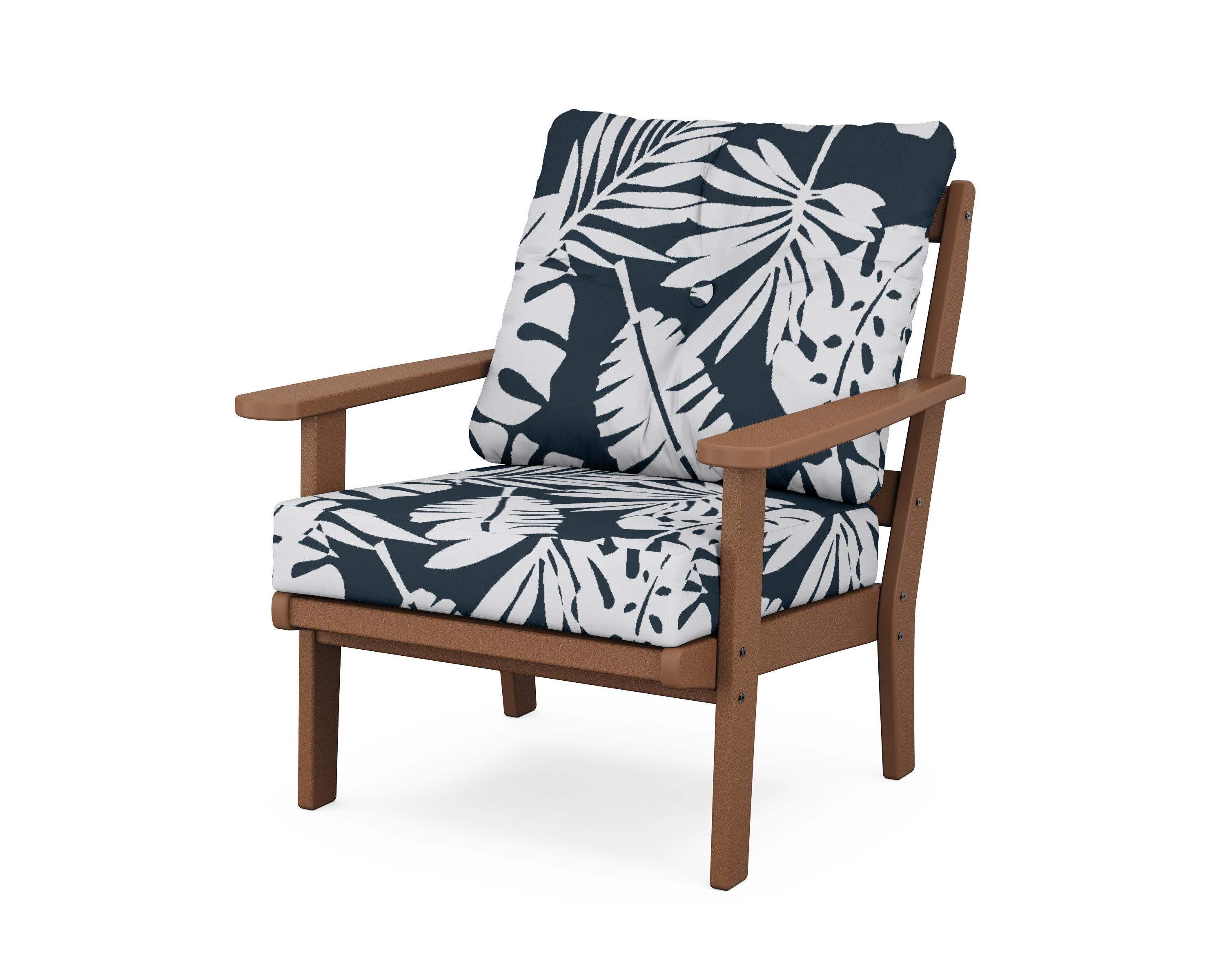 Mission Deep Seating Chair in Teak / Leaf Marine Indigo