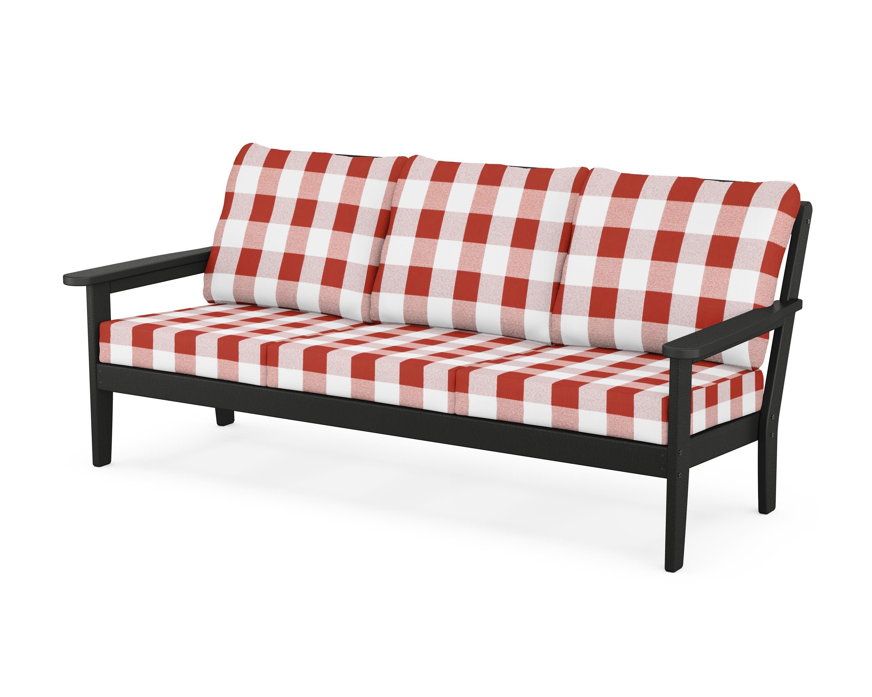 Cottage Deep Seating Sofa in Black / Buffalo Plaid Crimson