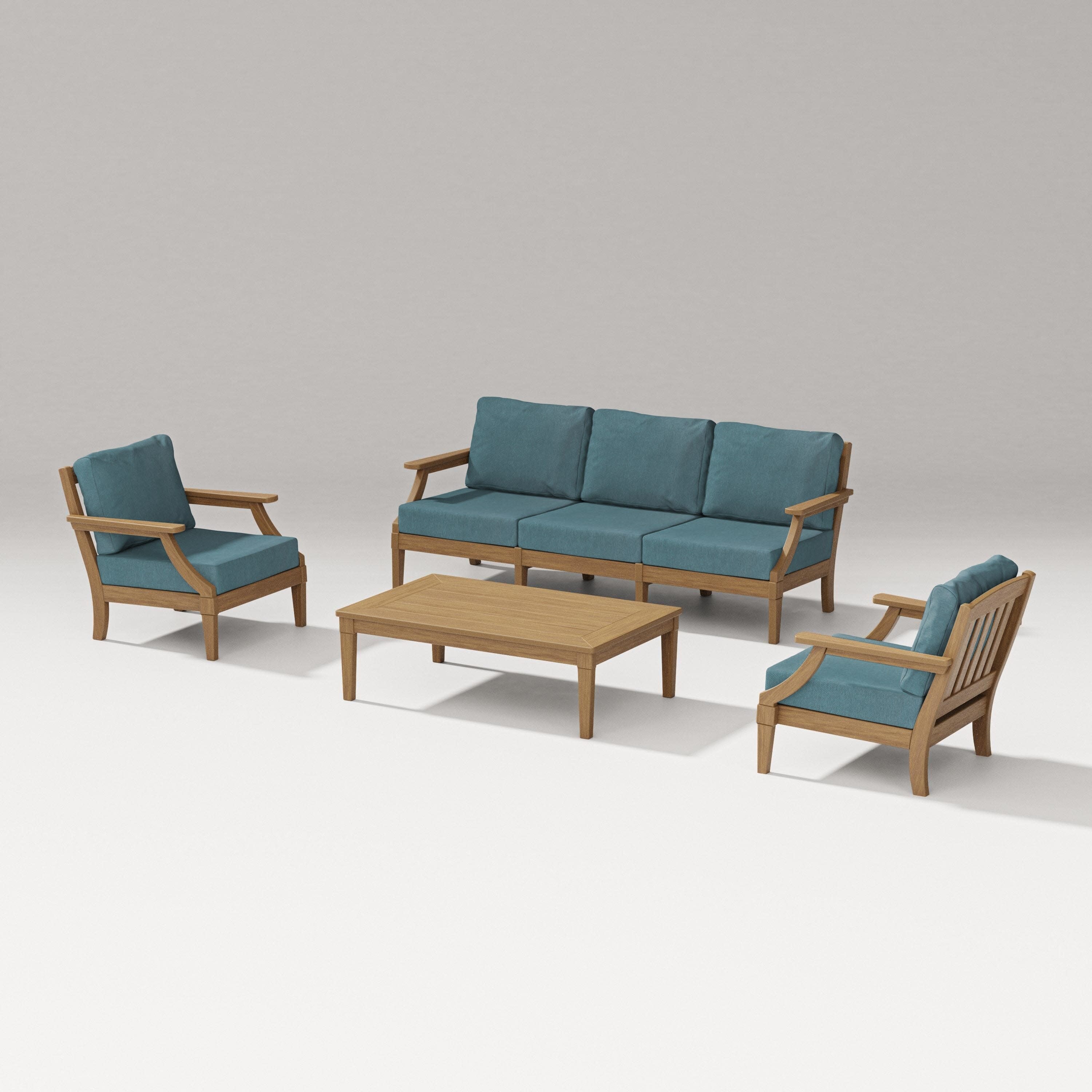 Estate 4-Piece Lounge Sofa Set in Natural / Ocean Teal