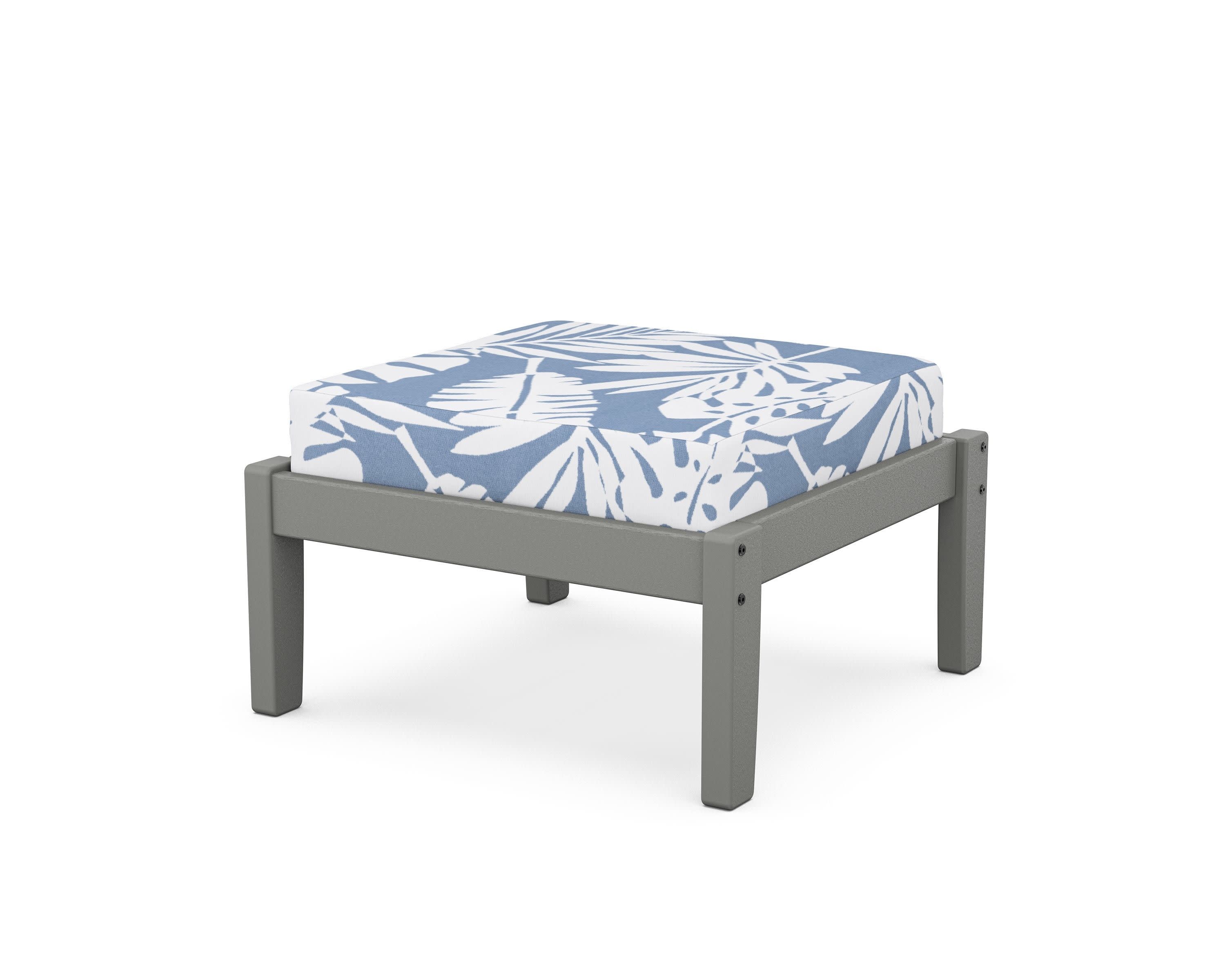 Deep Seating Ottoman in Slate Grey / Leaf Sky Blue