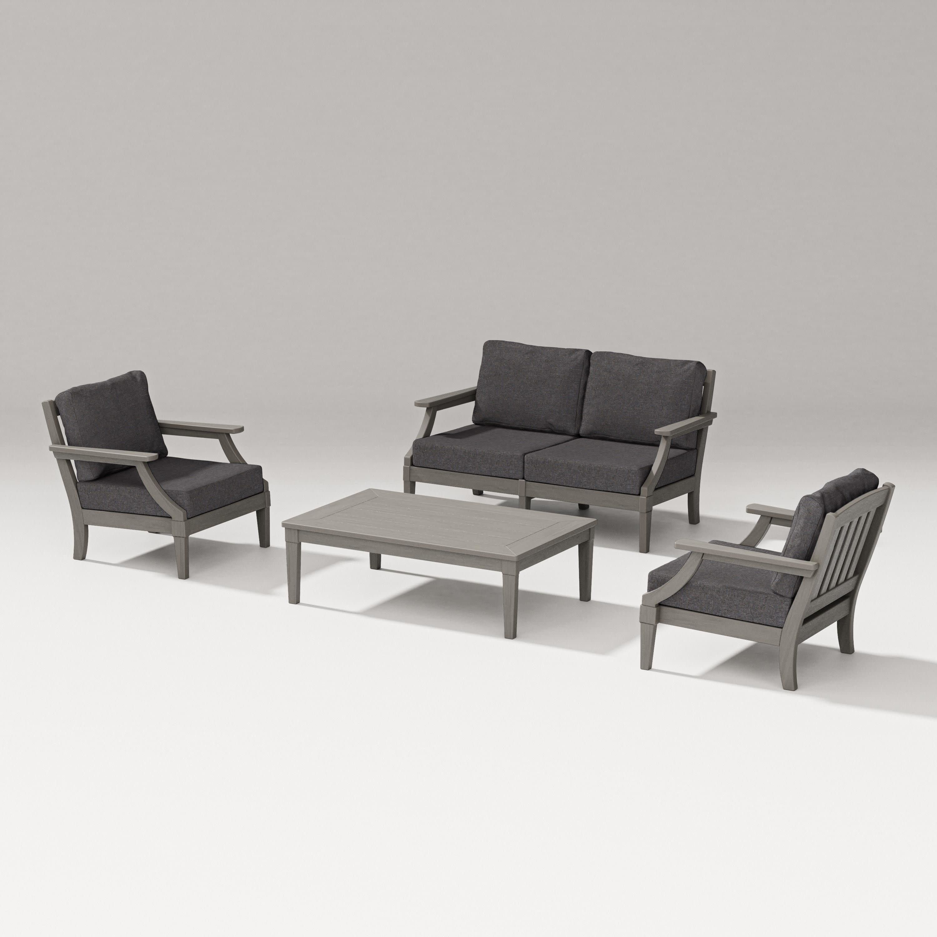 Estate Lounge 4-Piece Loveseat Set in Driftwood / Ash Charcoal