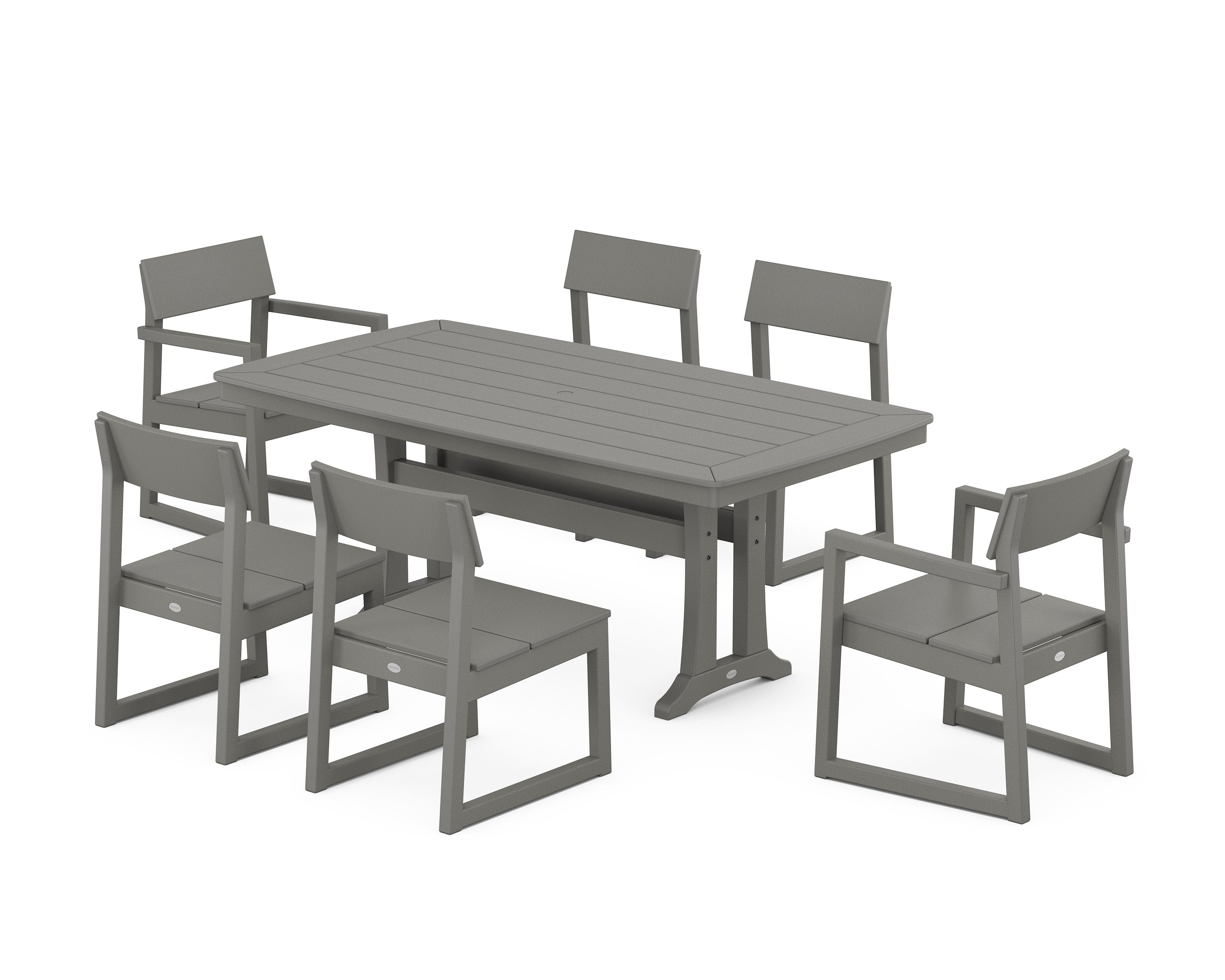 EDGE 7-Piece Dining Set with Trestle Legs in Slate Grey