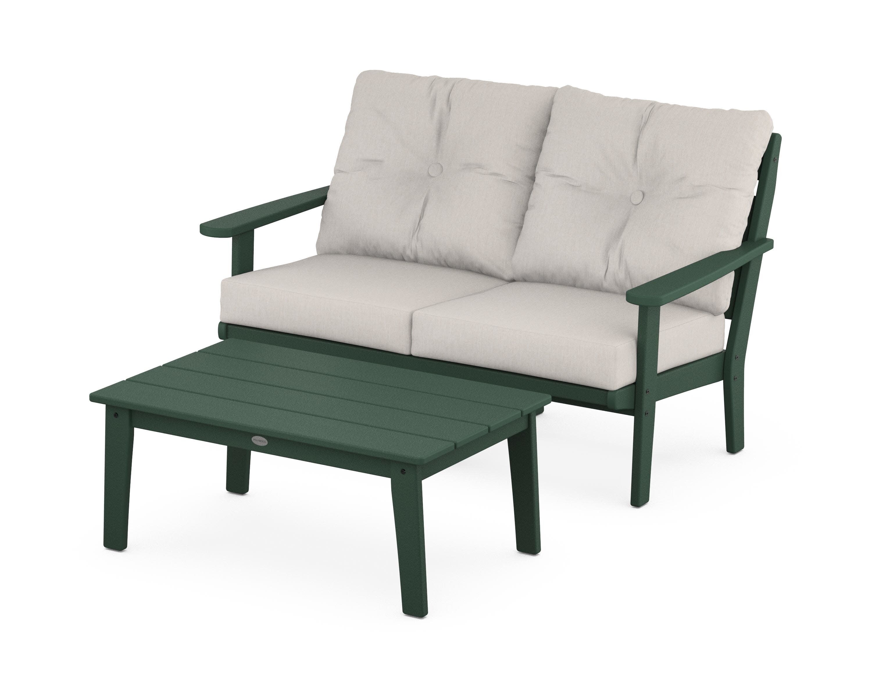 Lakeside 2-Piece Lounge Loveseat Set in Green / Cast Ash