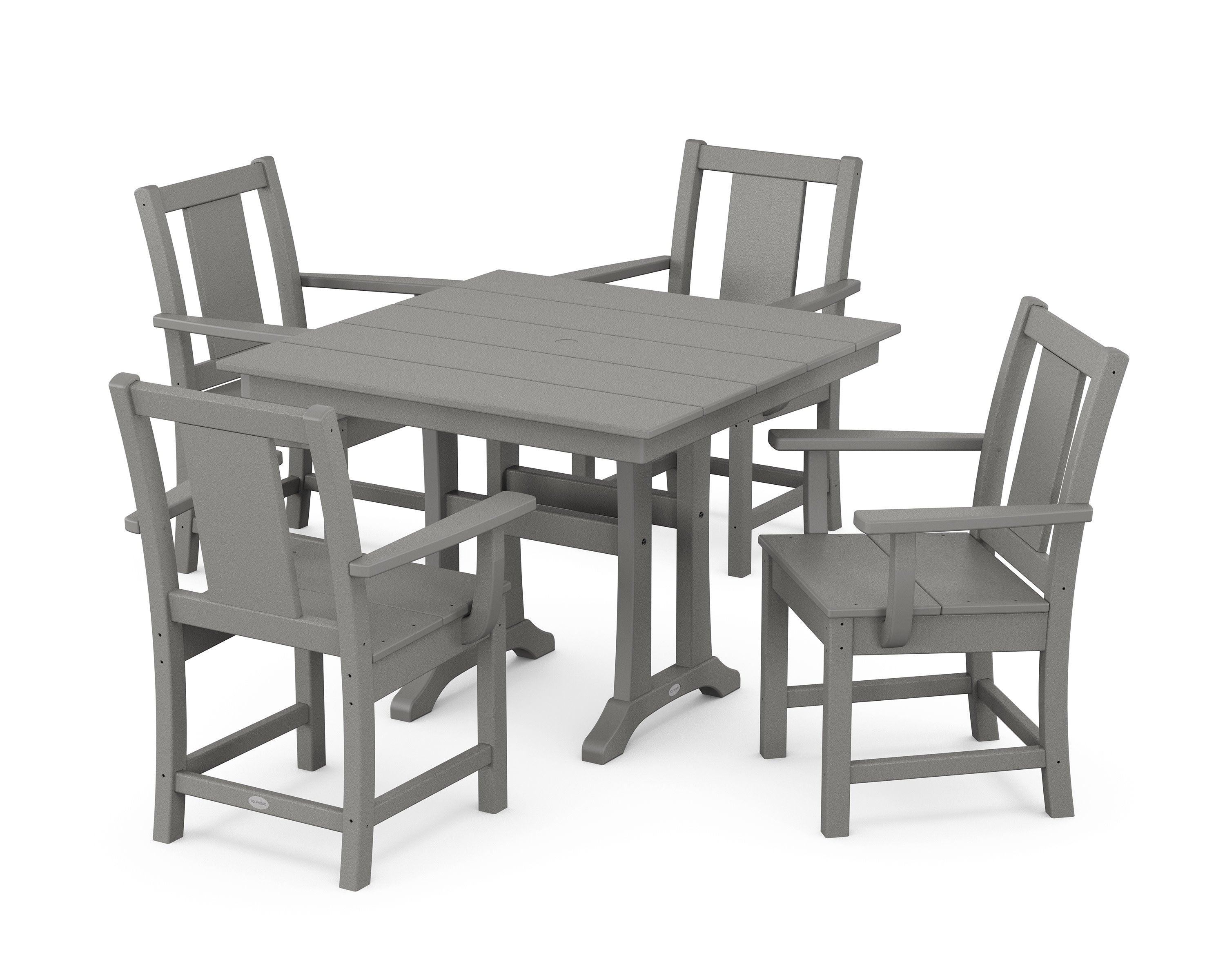 Prairie 5-Piece Farmhouse Dining Set with Trestle Legs in Slate Grey