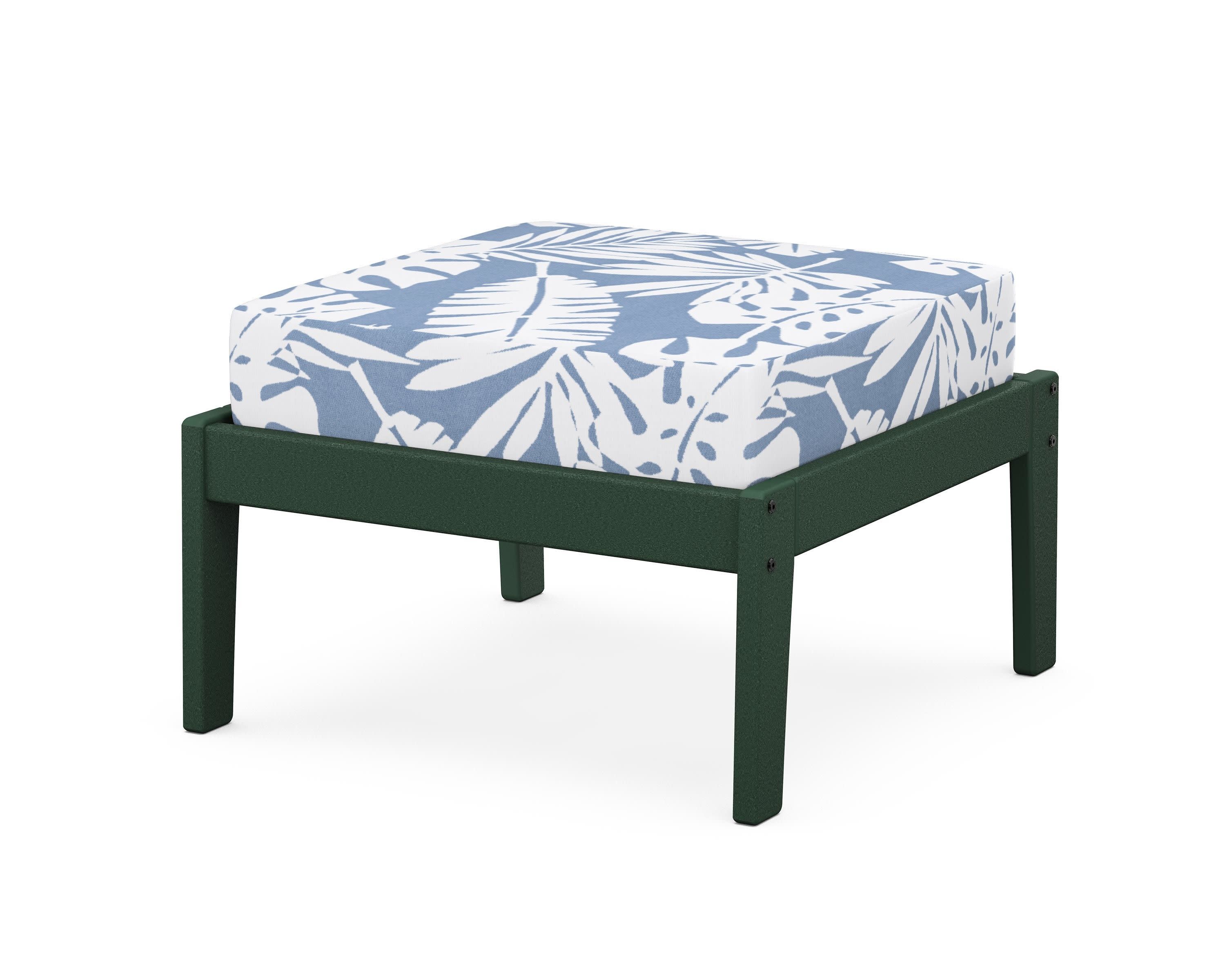 Deep Seating Ottoman in Green / Leaf Sky Blue