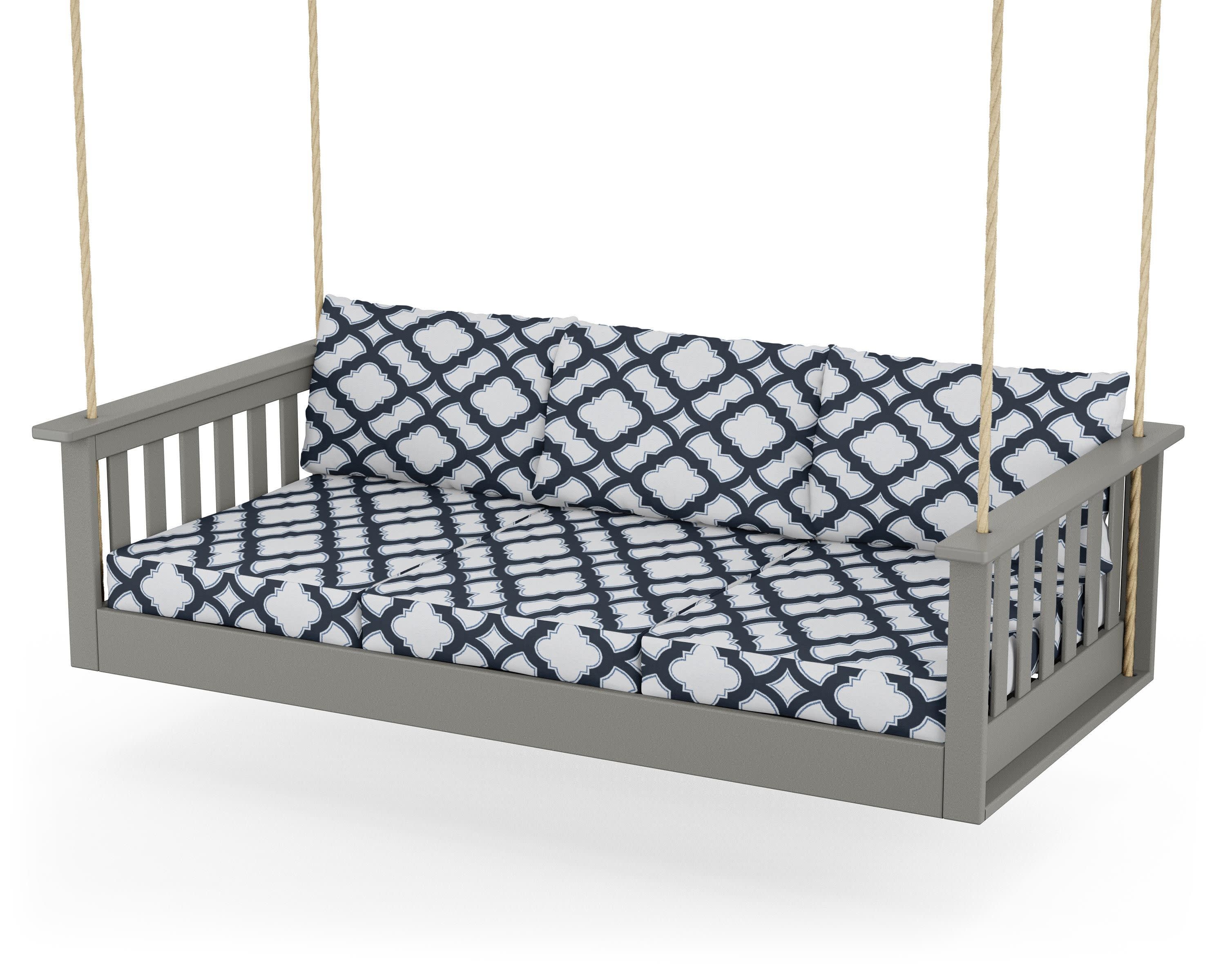 Vineyard Daybed Swing in Slate Grey / Trellis Marine Indigo