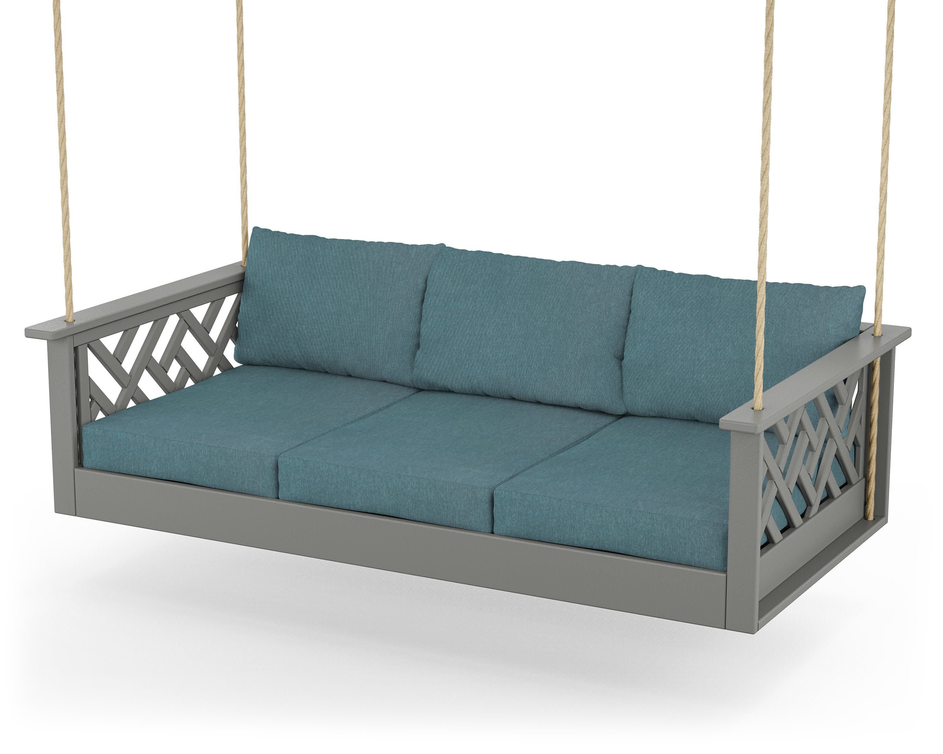 Chippendale Daybed Swing in Slate Grey / Ocean Teal