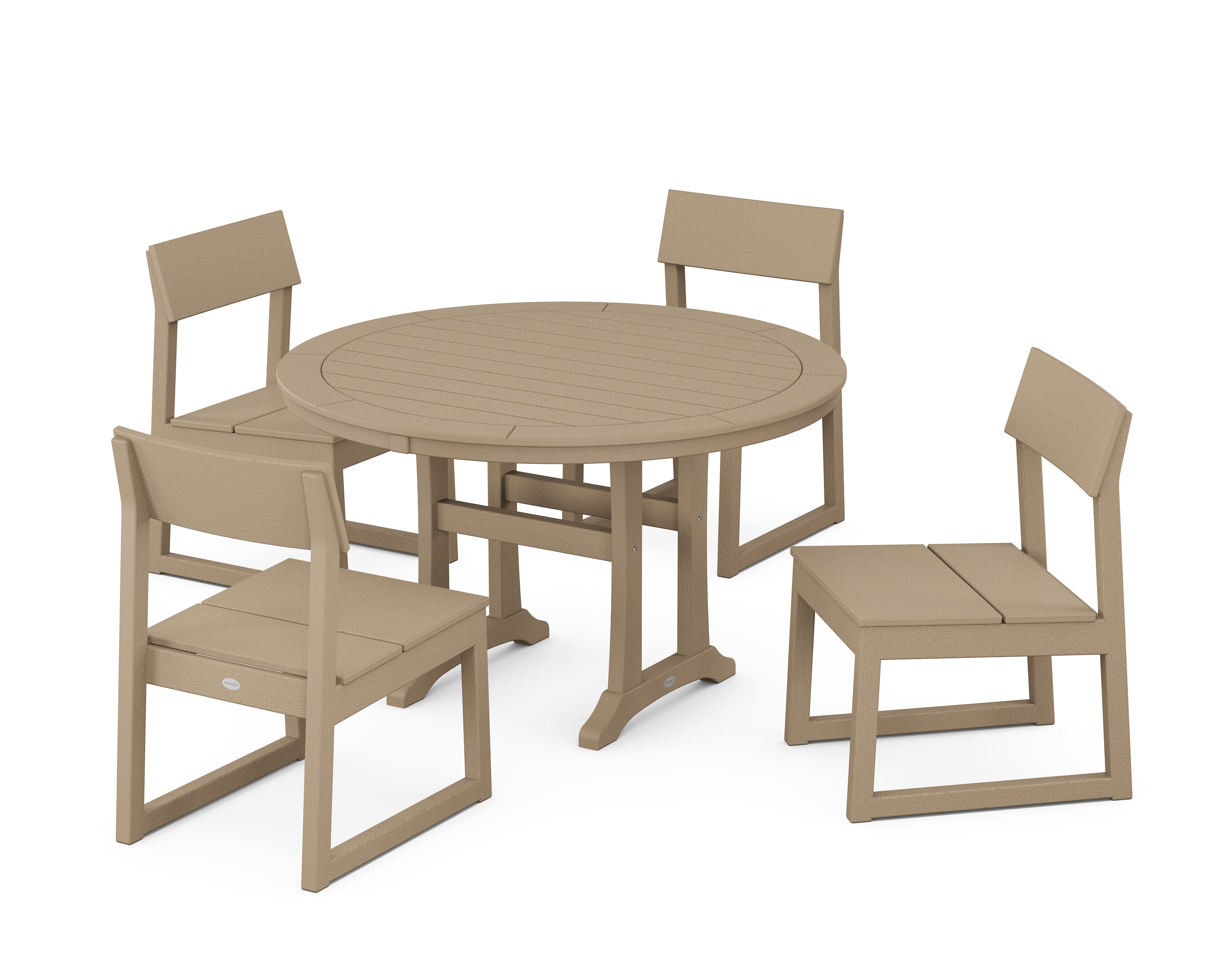EDGE Side Chair 5-Piece Round Dining Set With Trestle Legs in Vintage Sahara