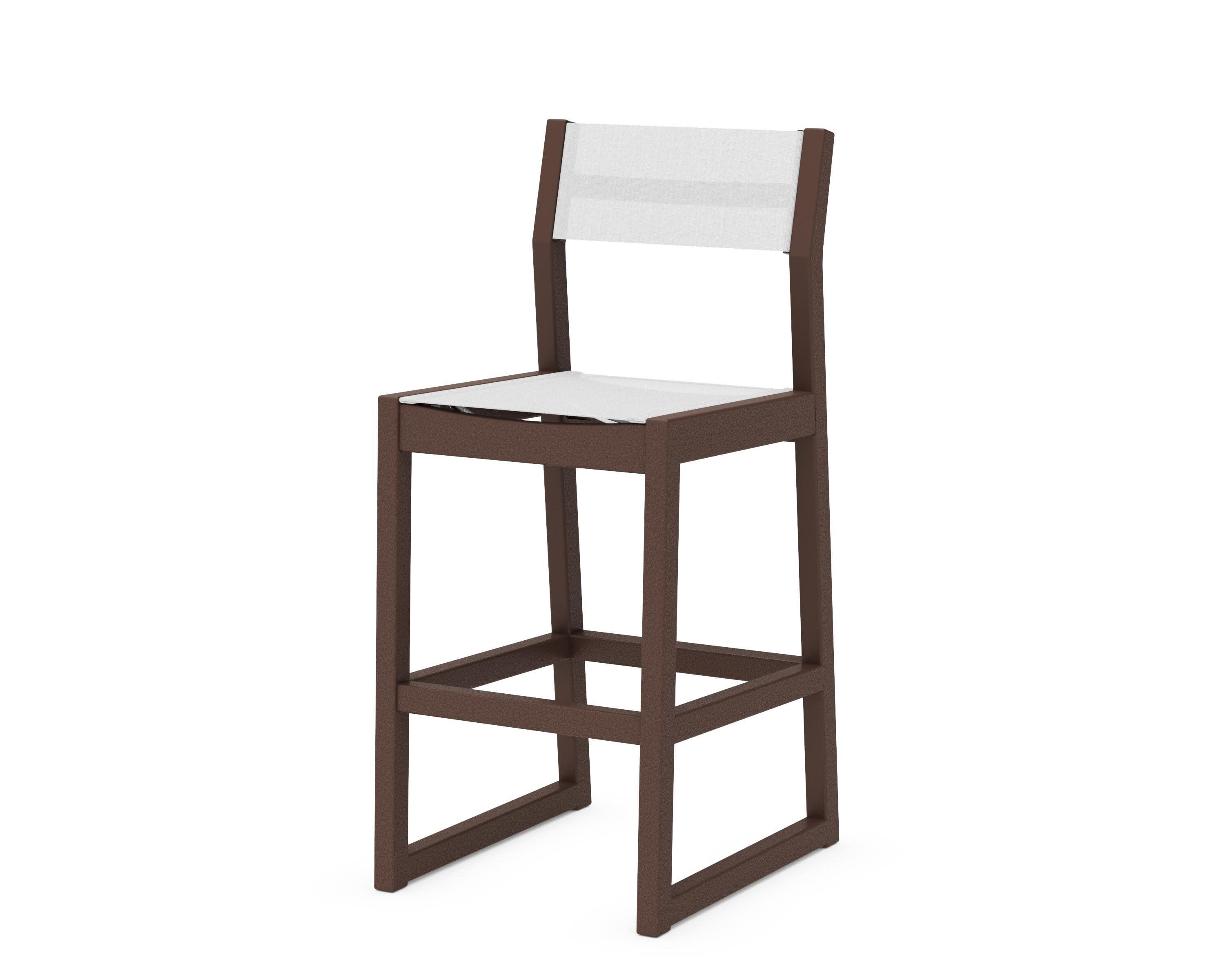 EDGE Sling Bar Side Chair in Mahogany / White Sling