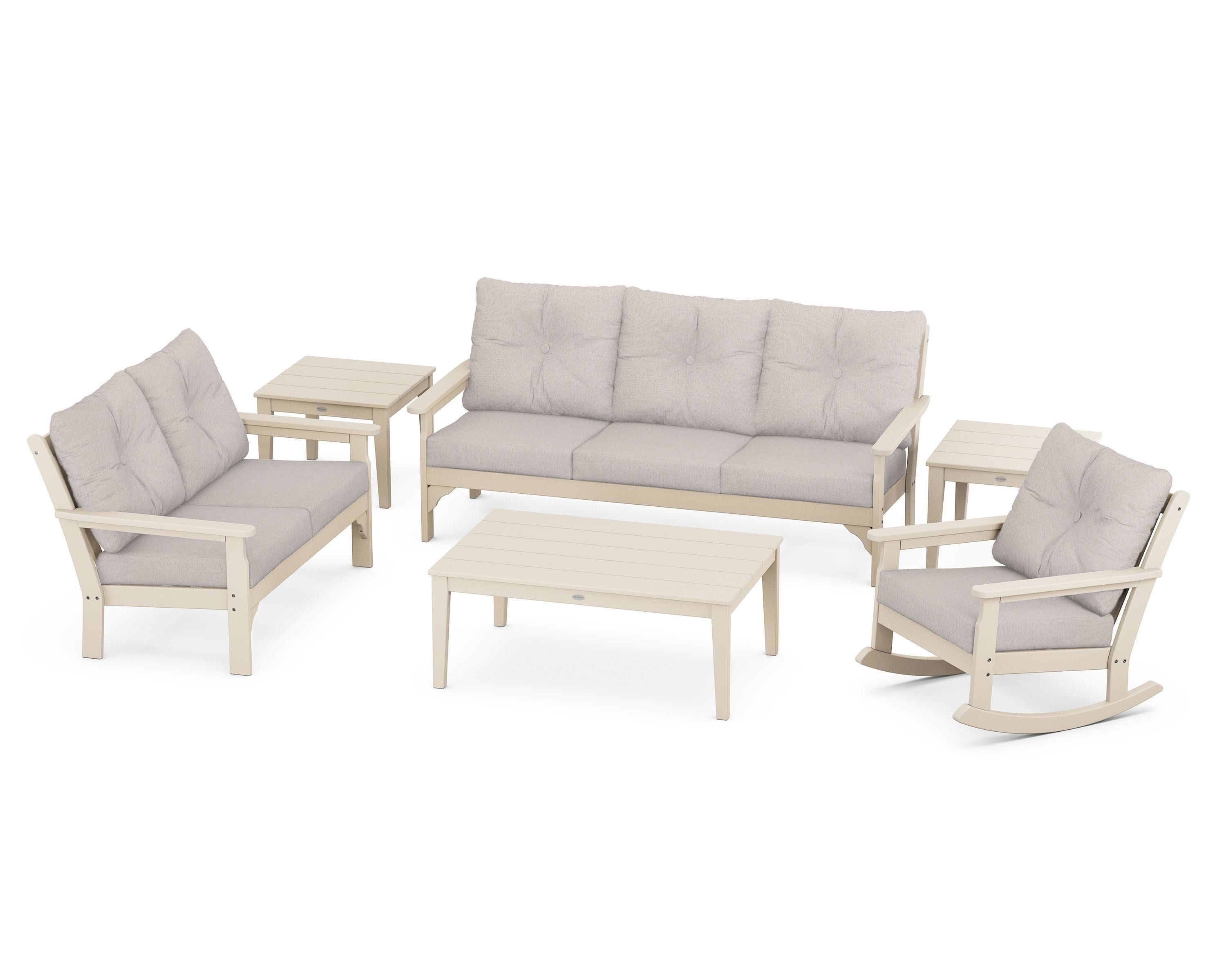 Vineyard 6-Piece Deep Seating Set in Sand / Dune Burlap