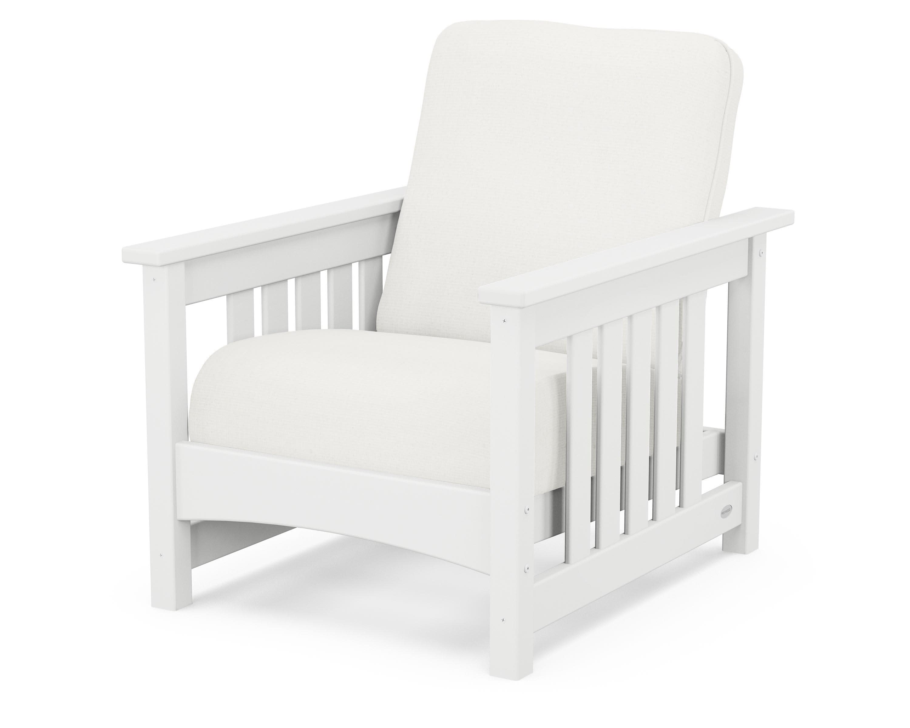 Club Mission Chair in White / Natural Linen