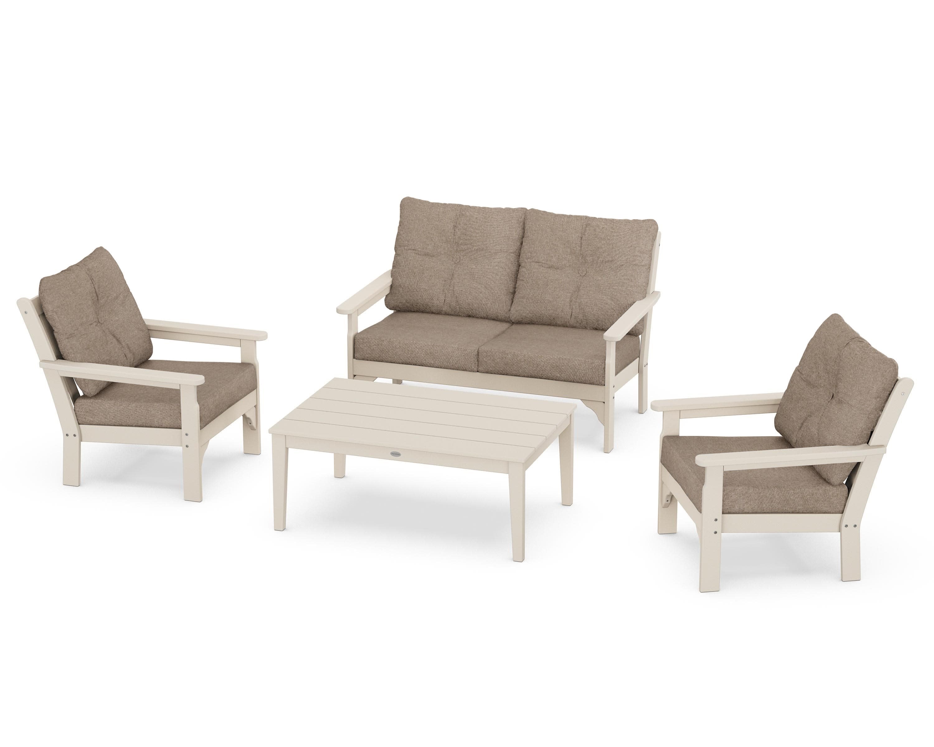Vineyard 4-Piece Deep Seating Set in Sand / Spiced Burlap