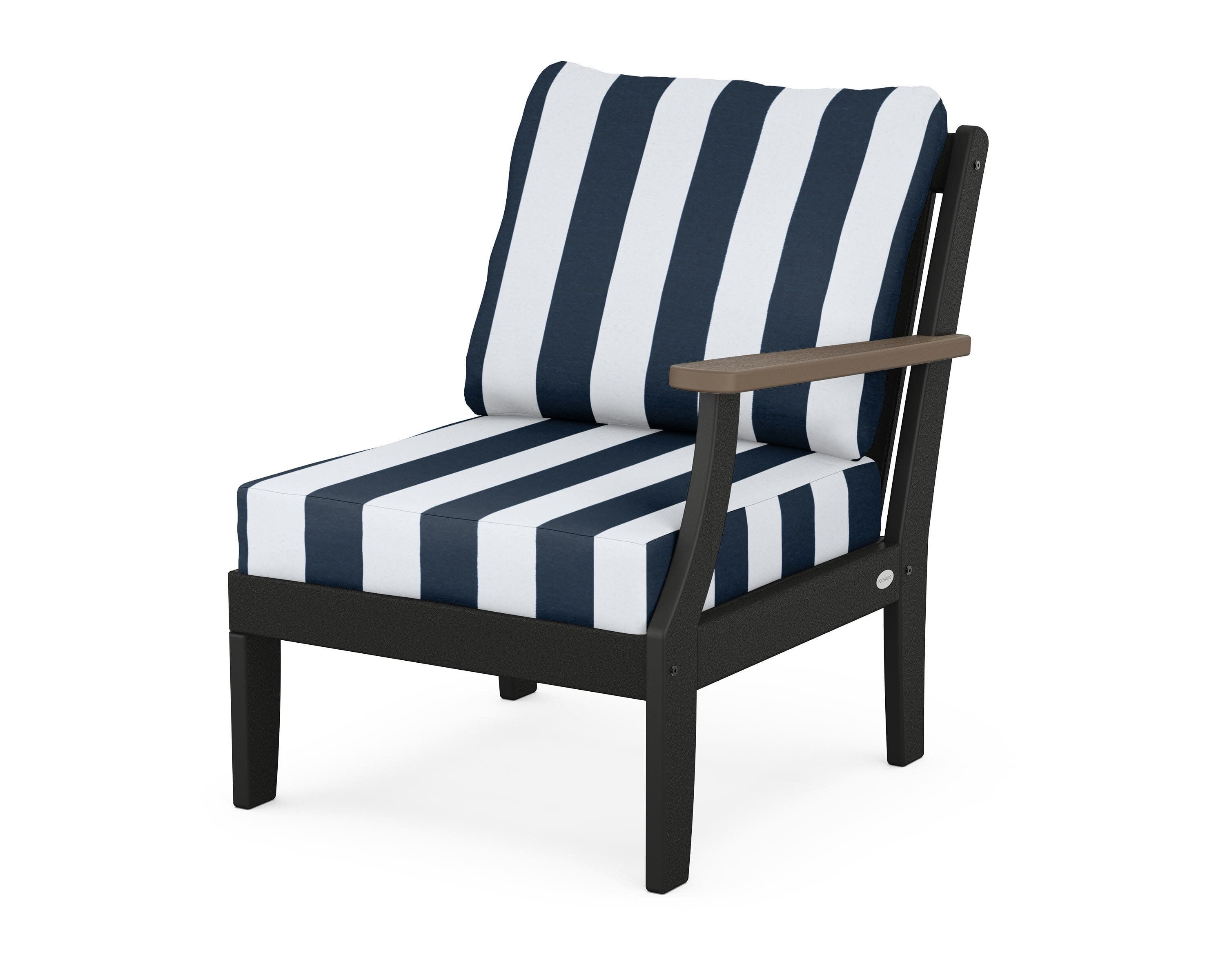 Braxton Modular Right Arm Chair in Black / Kona / Cabana Stripe Marine Indigo