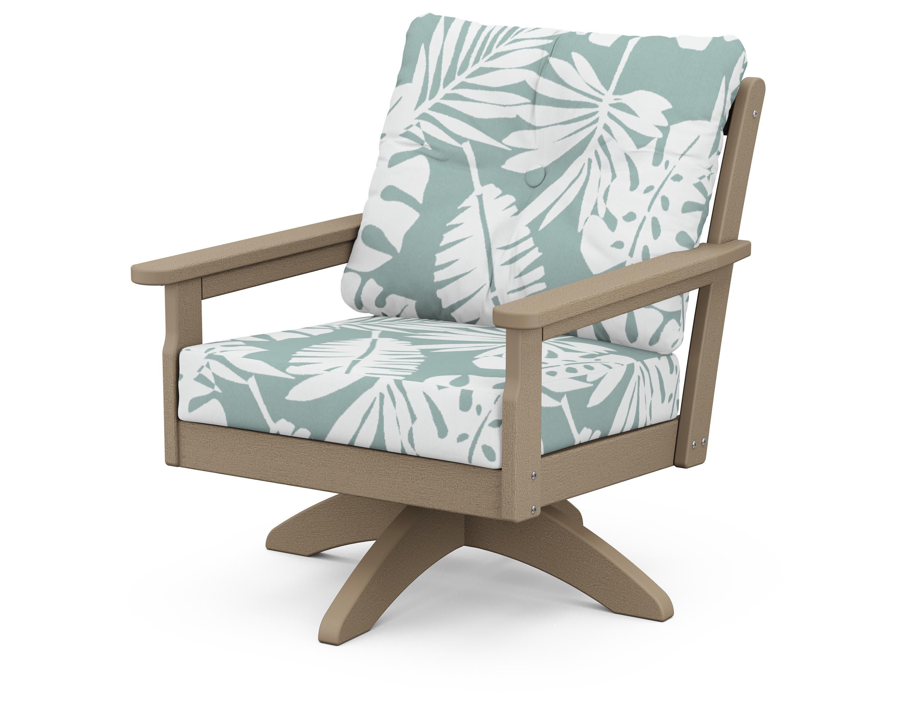 Vineyard Deep Seating Swivel Chair in Vintage Sahara / Leaf Glacier Spa
