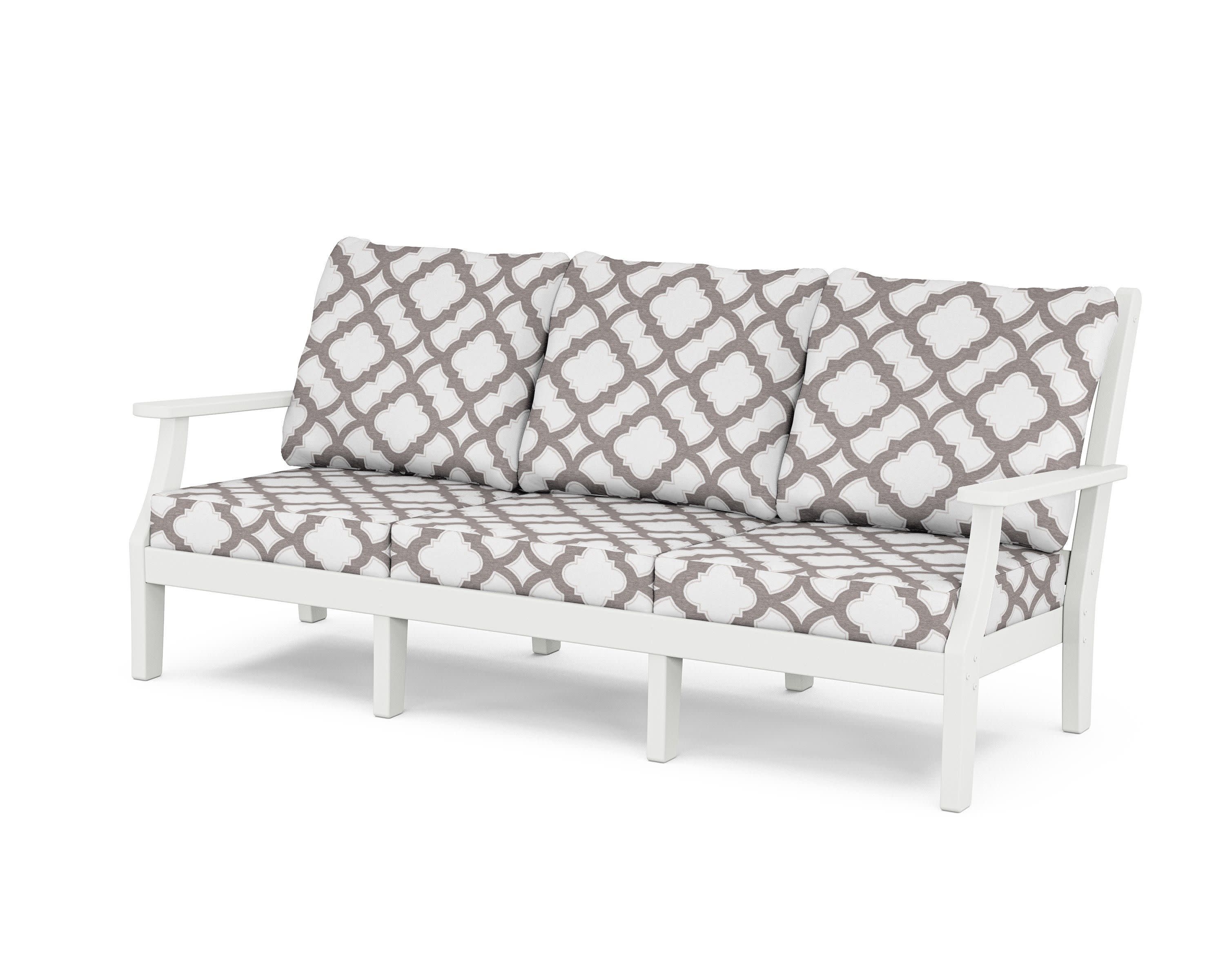 Wovendale Deep Seating Sofa in White / Trellis Grey Mist