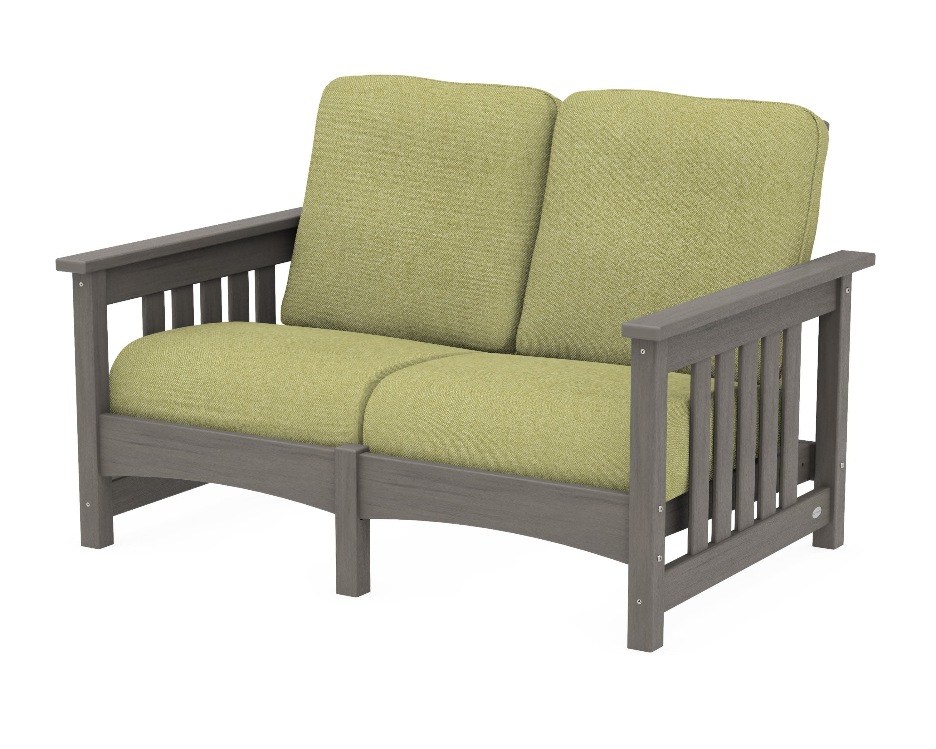 Club Mission Loveseat in Driftwood / Chartreuse Boucle
