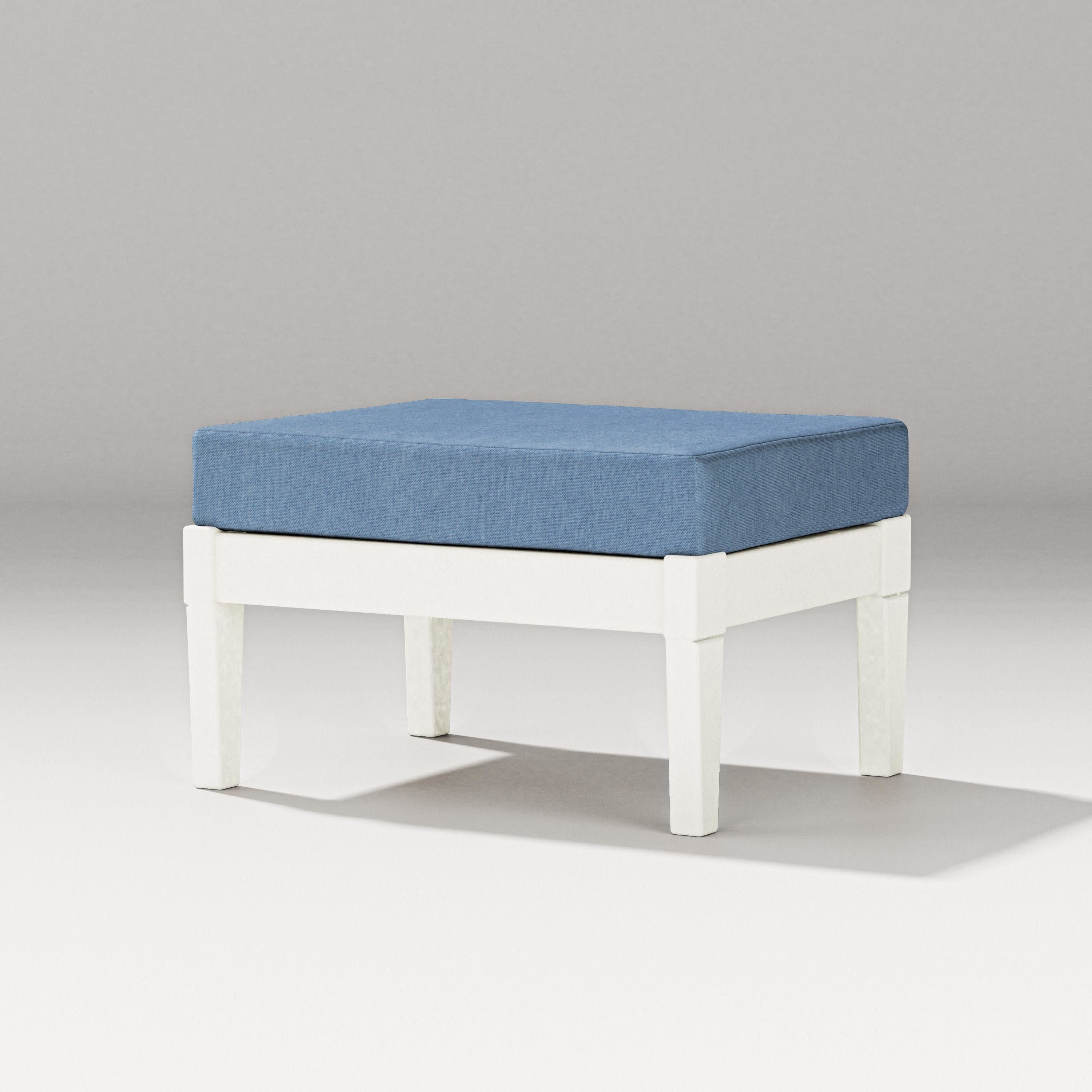 Estate Lounge Ottoman in Vintage White / Sky Blue