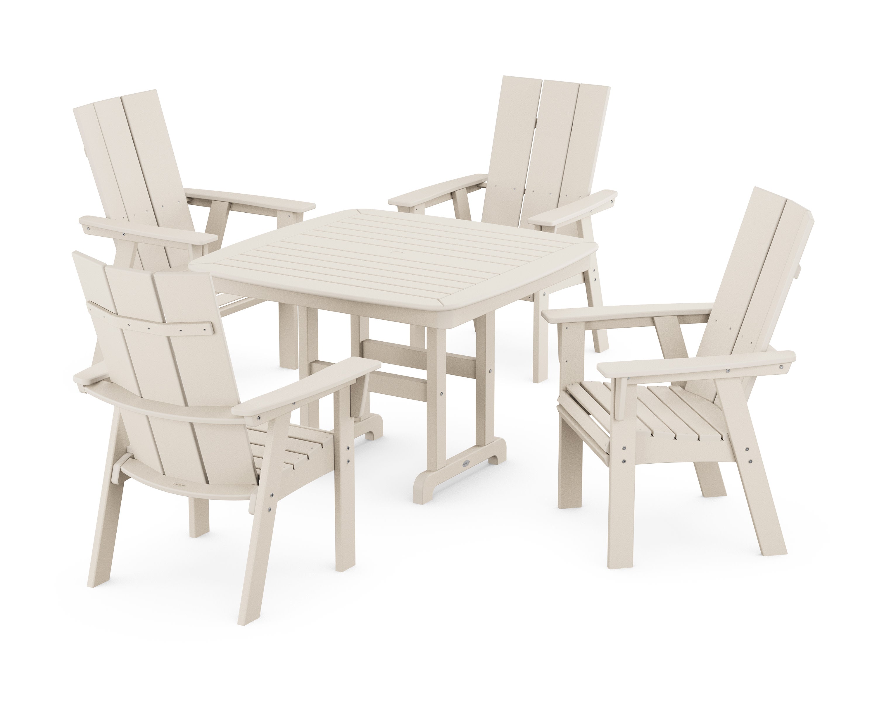 Modern Curveback Adirondack 5-Piece Dining Set in Sand