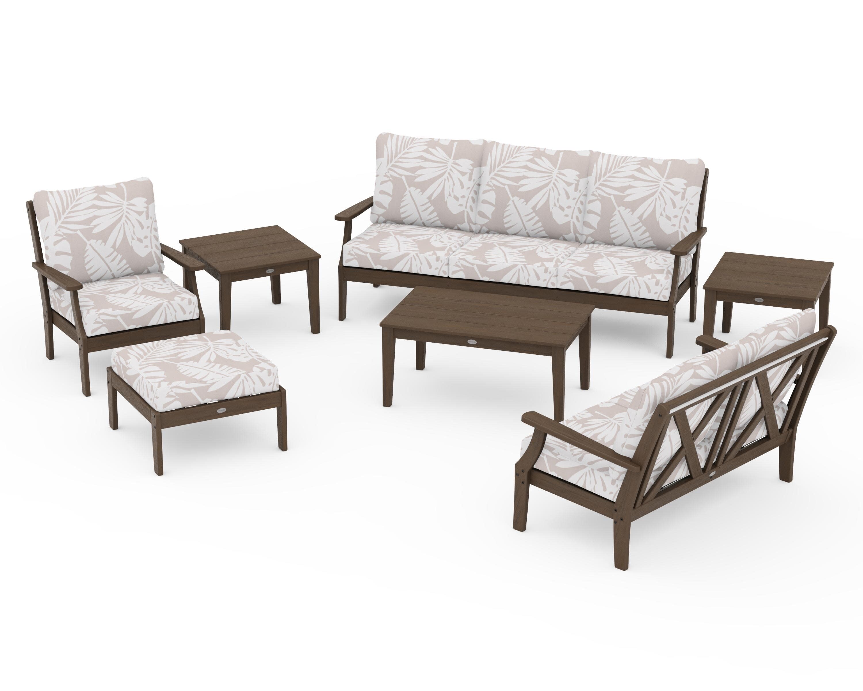 Braxton 7-Piece Deep Seating Set in Kona / Leaf Dune Burlap