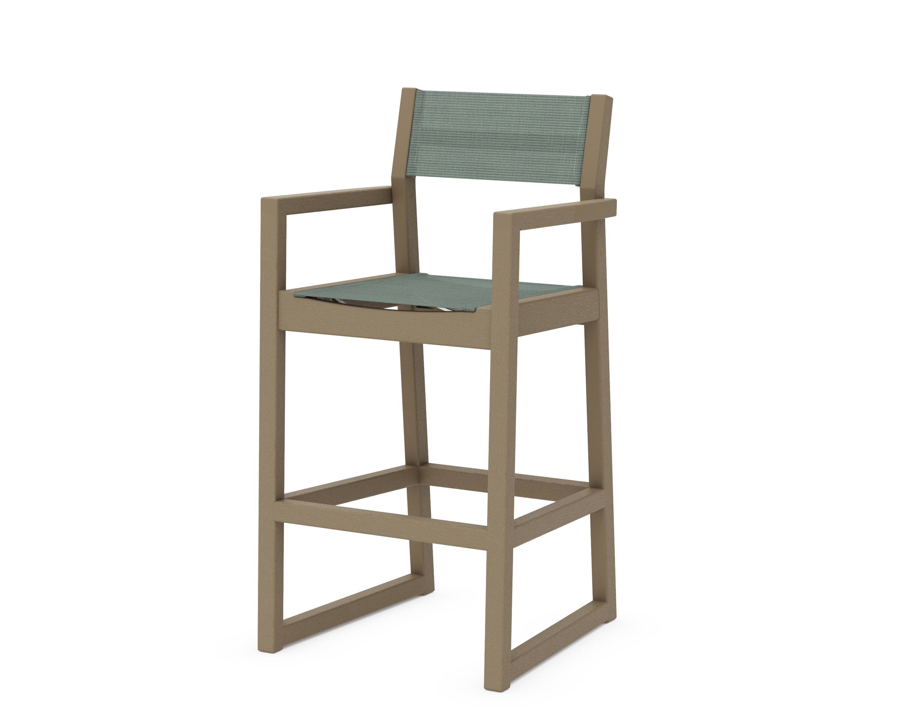 EDGE Sling Bar Arm Chair in Vintage Sahara / Dupioni Sea Mist Sling
