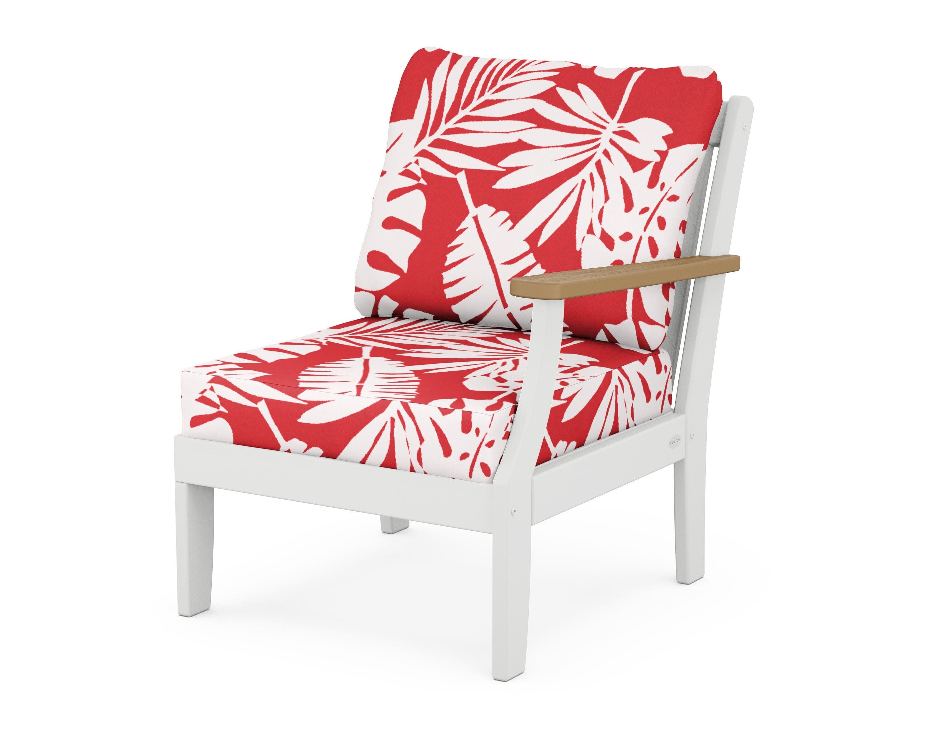 Braxton Modular Right Arm Chair in White / Natural / Leaf Crimson